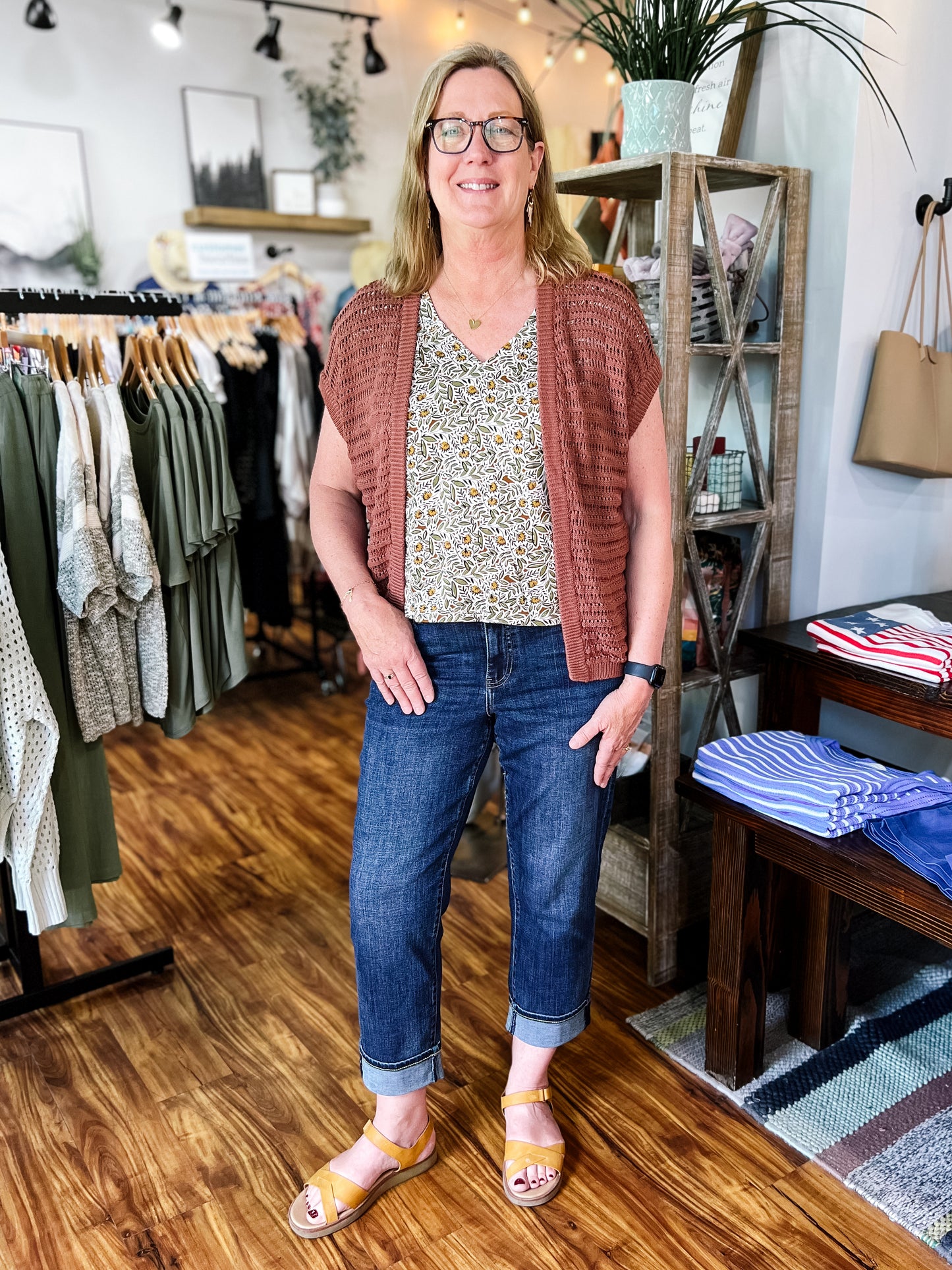 Brick Crochet Short Sleeve Cardigan