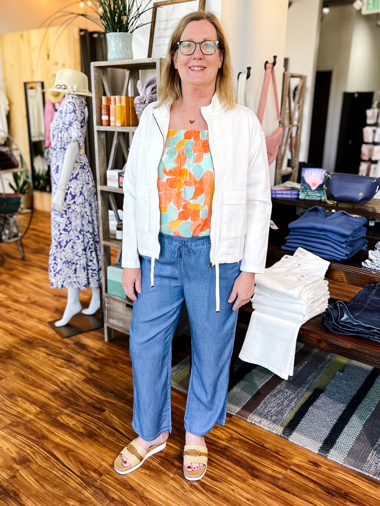 Peach/Blue Floral Top