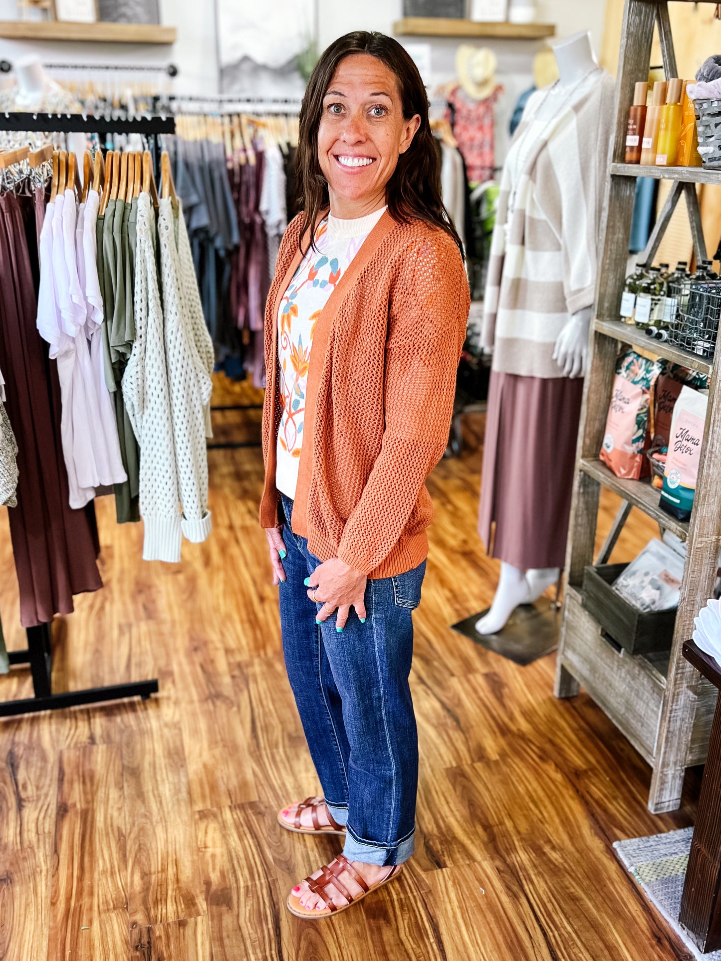 Rust Open Front Cardigan
