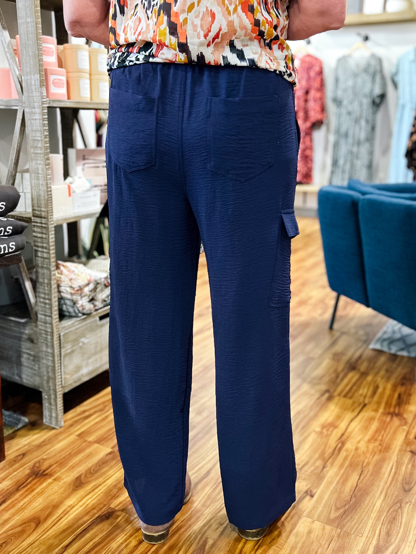 Navy Blue Flowy Cargo Pant