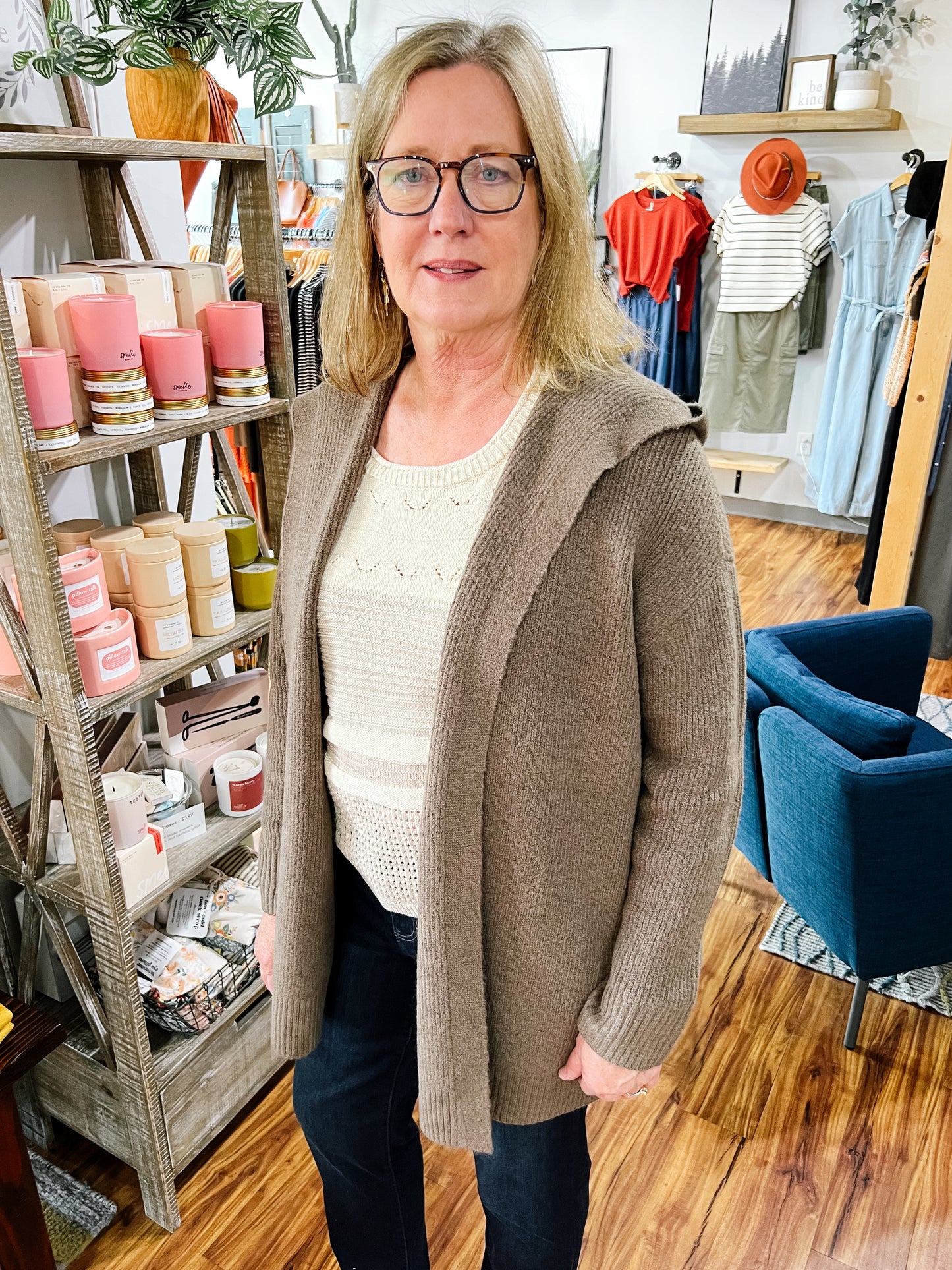 Brown Hooded Cardigan