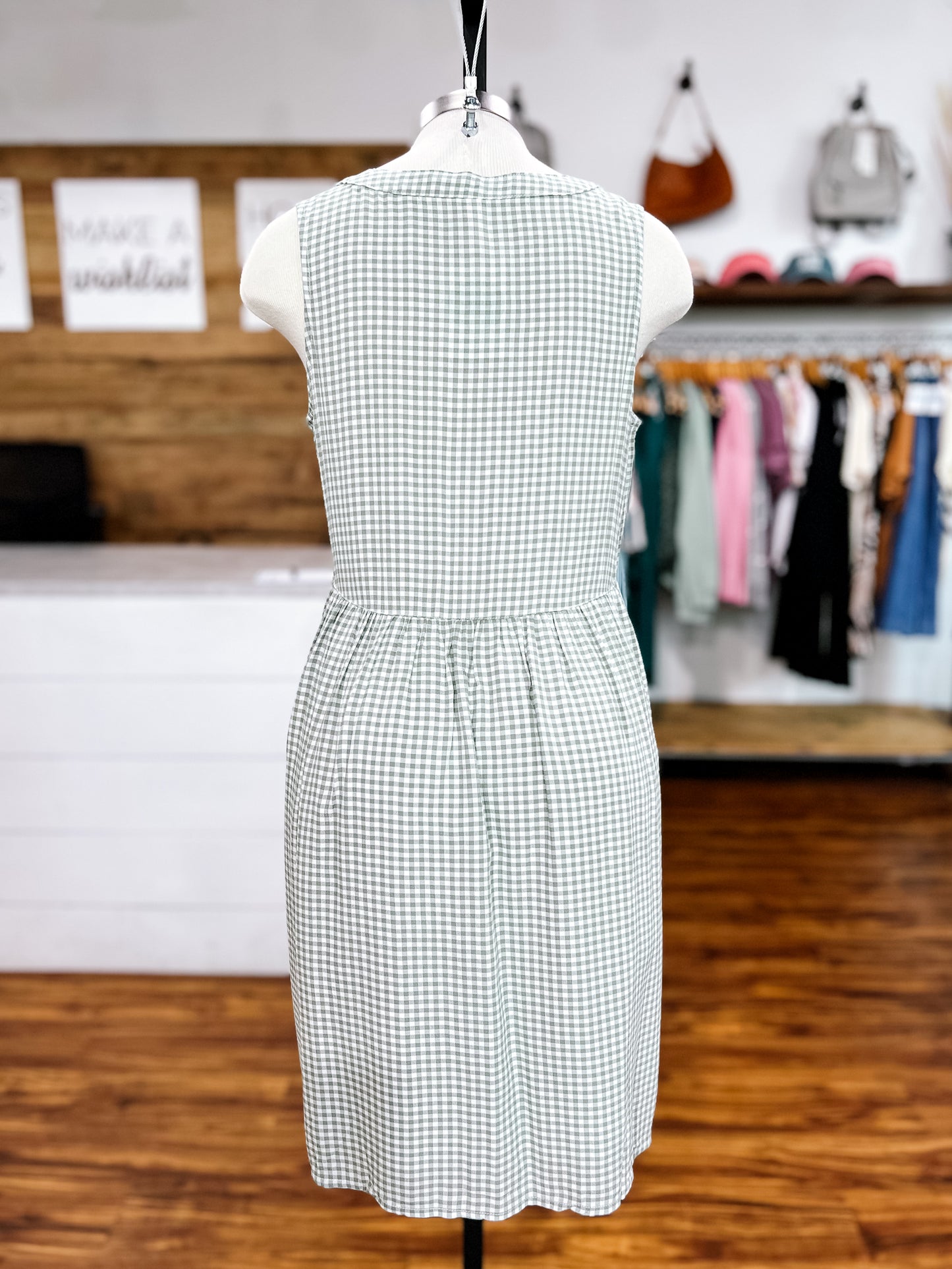 Pistachio Gingham Babydoll Dress