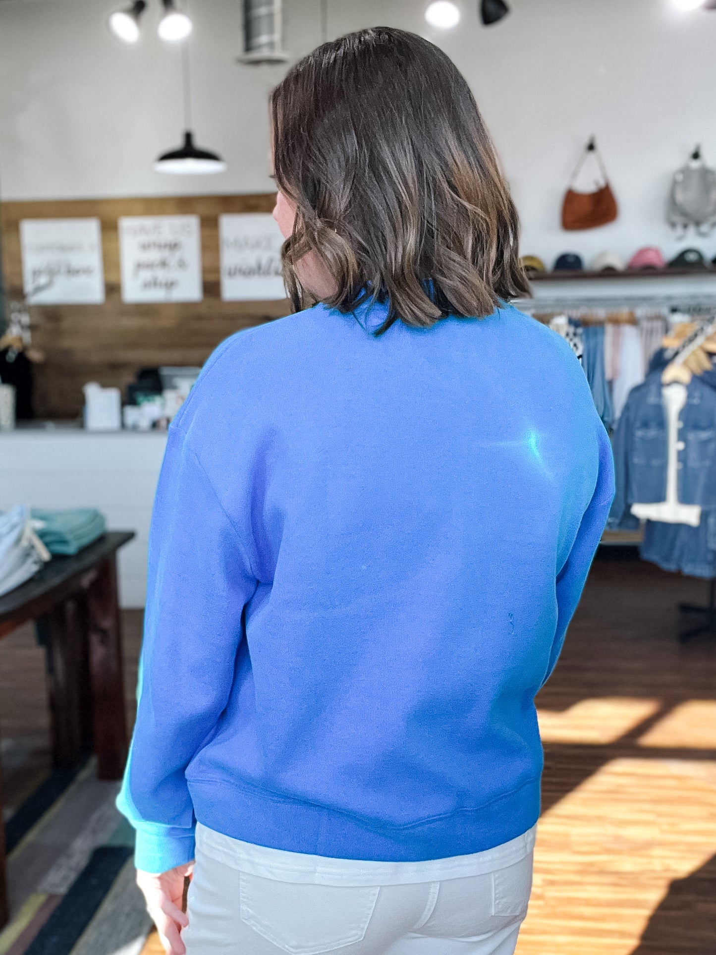 Sky Blue W/ White Trim Sweatshirt