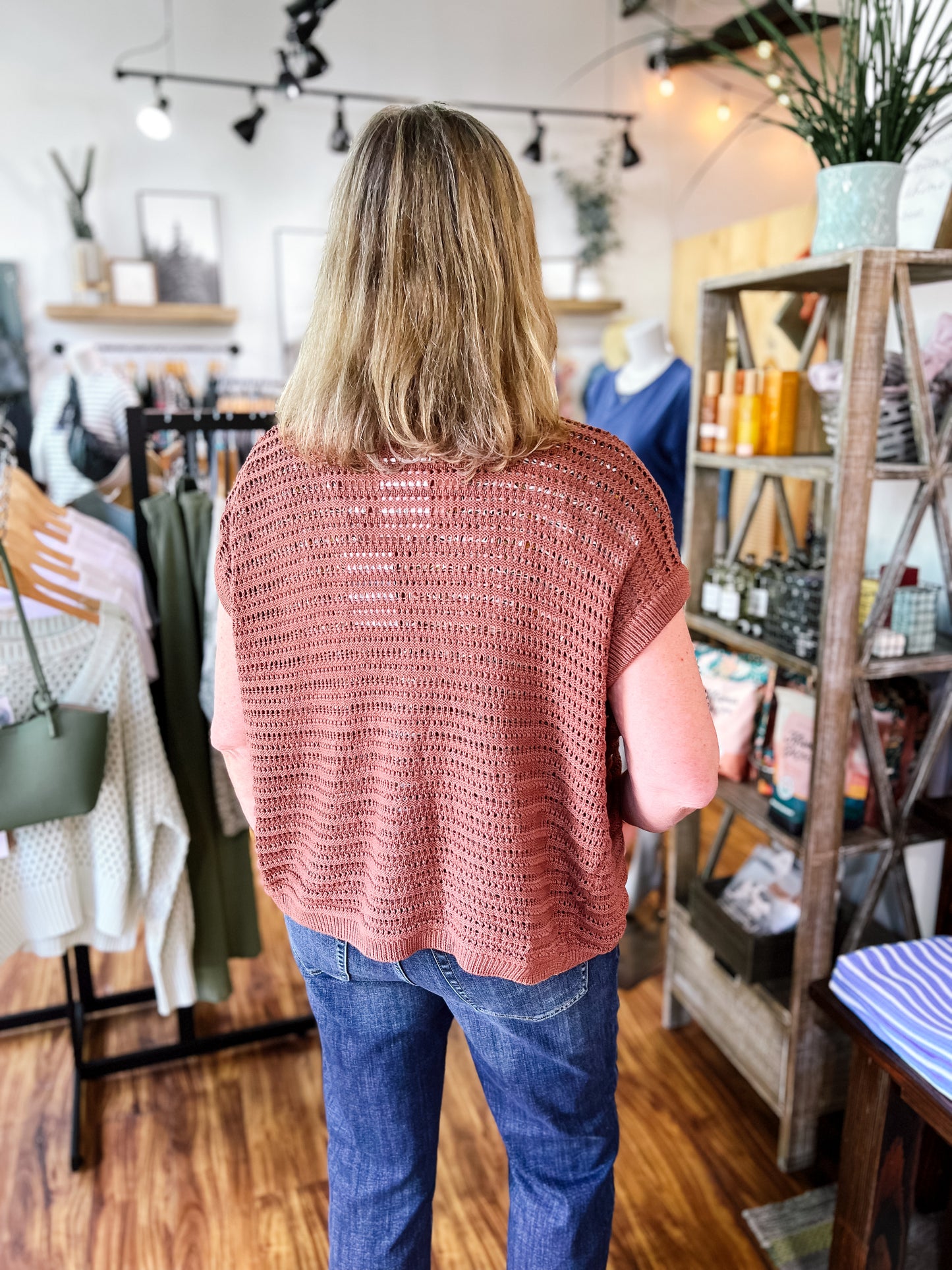 Brick Crochet Short Sleeve Cardigan