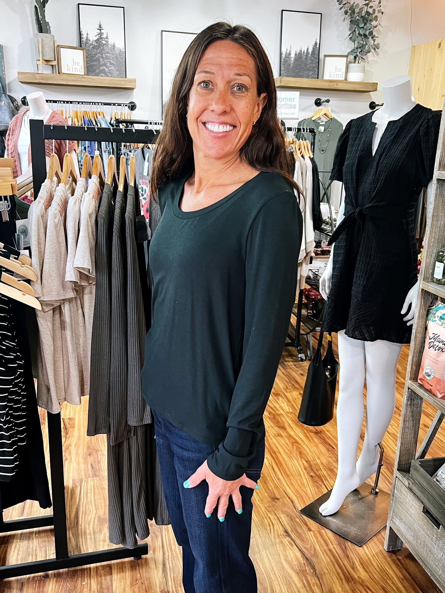 Black Scoop Neck Shirt