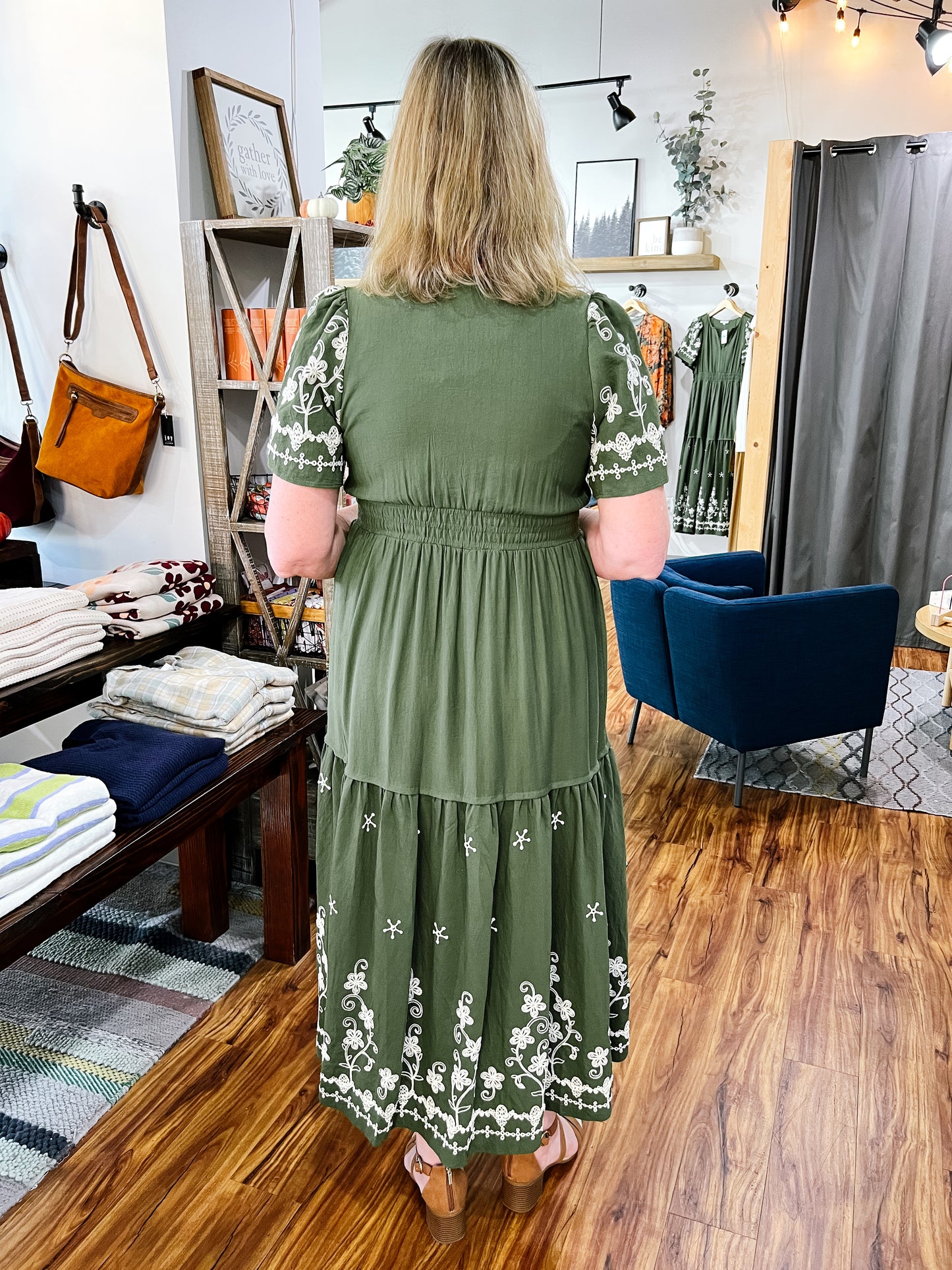 Green Embroidered Maxi Dress