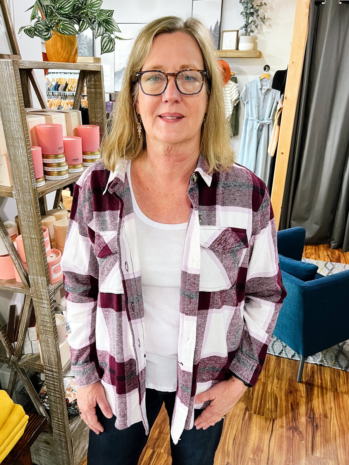 Purple Plaid Flannel Shacket
