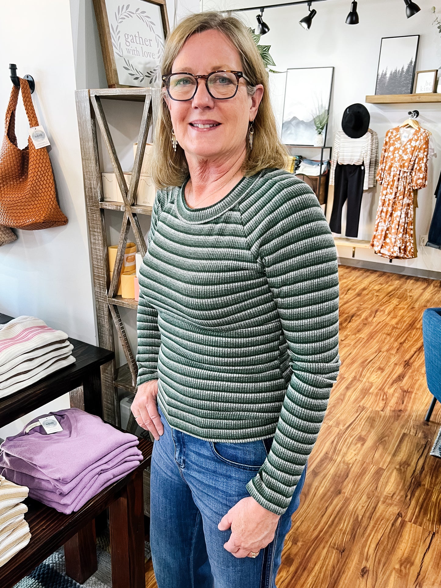 Green Multi Striped Sweater