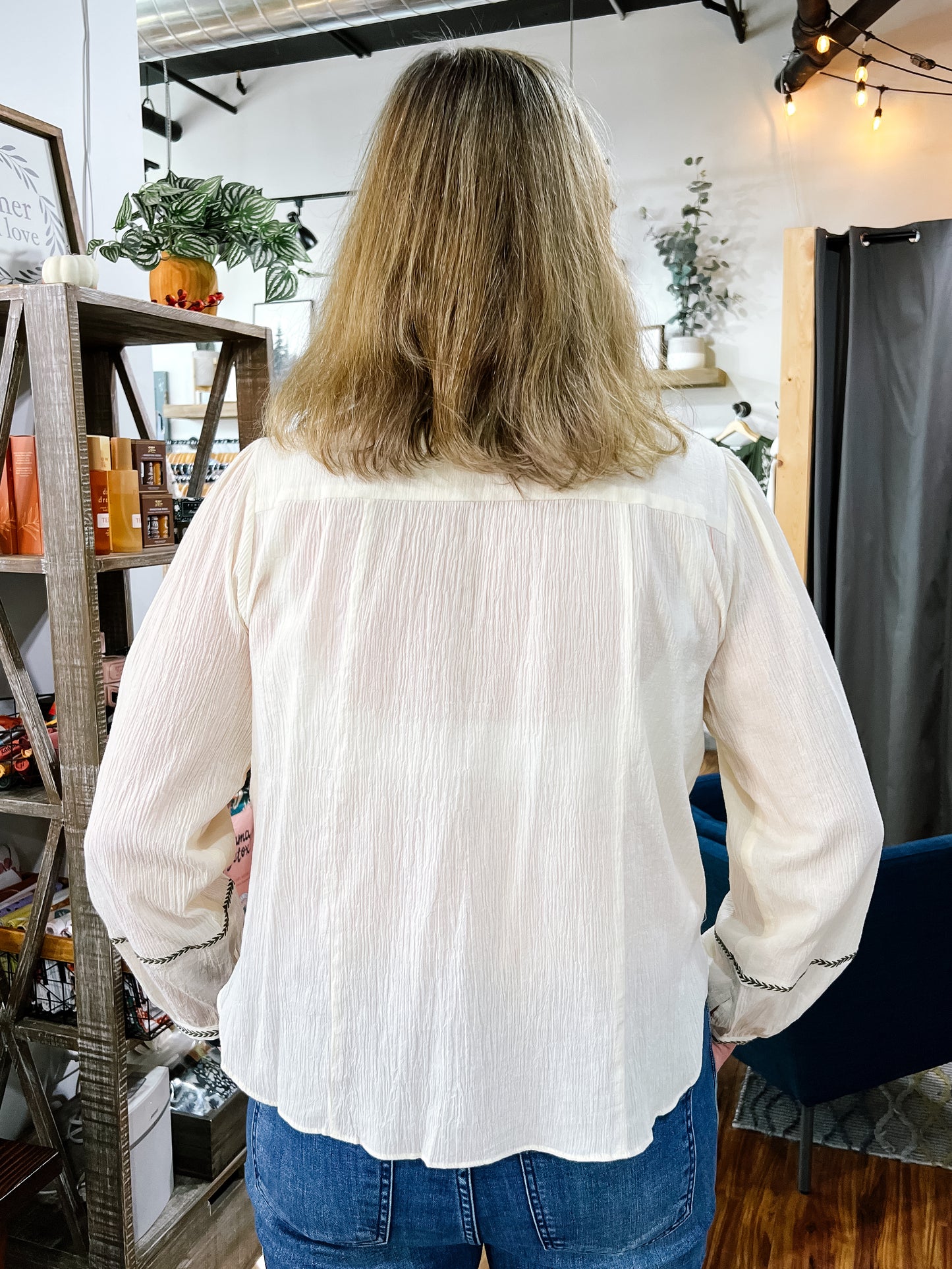 Cream Embroidered Blouse