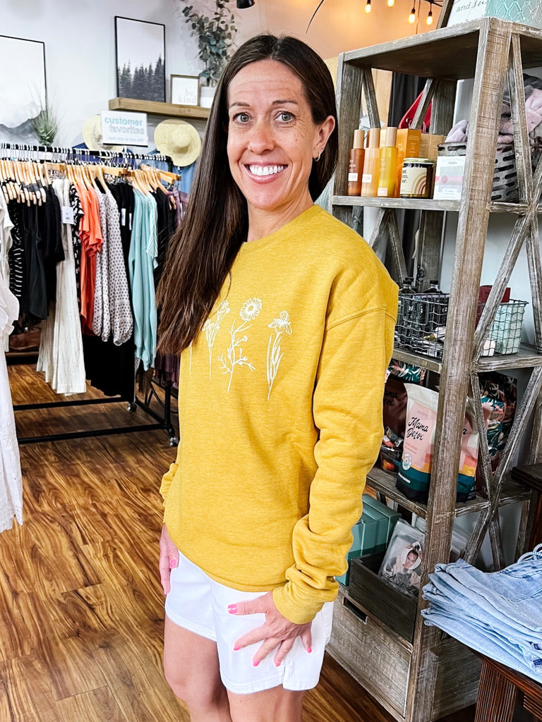 Mustard Wildflower Crewneck Sweatshirt