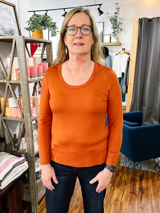 Rust Scoop Neck Top