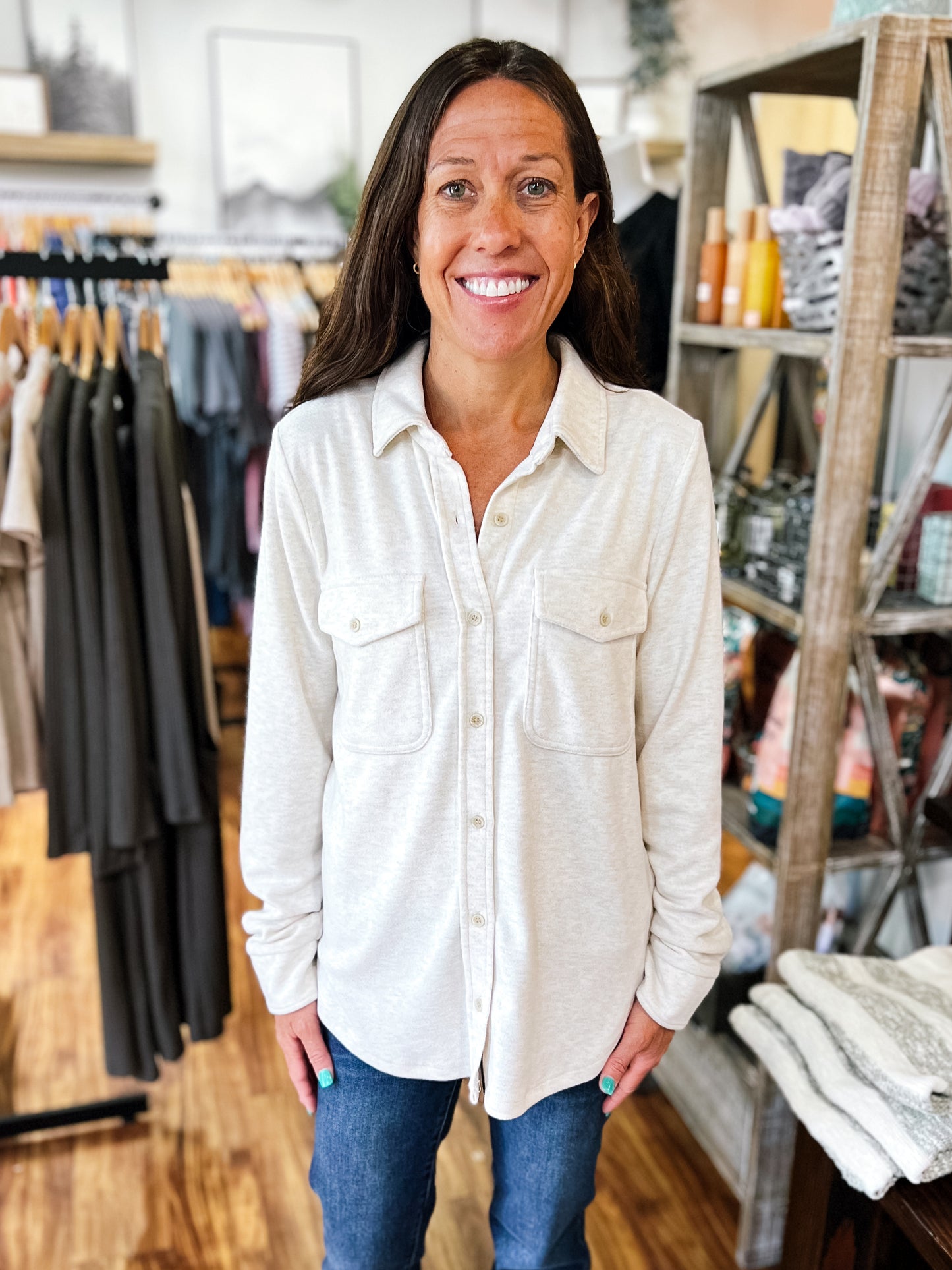 Heather Oatmeal Flannel Shirt