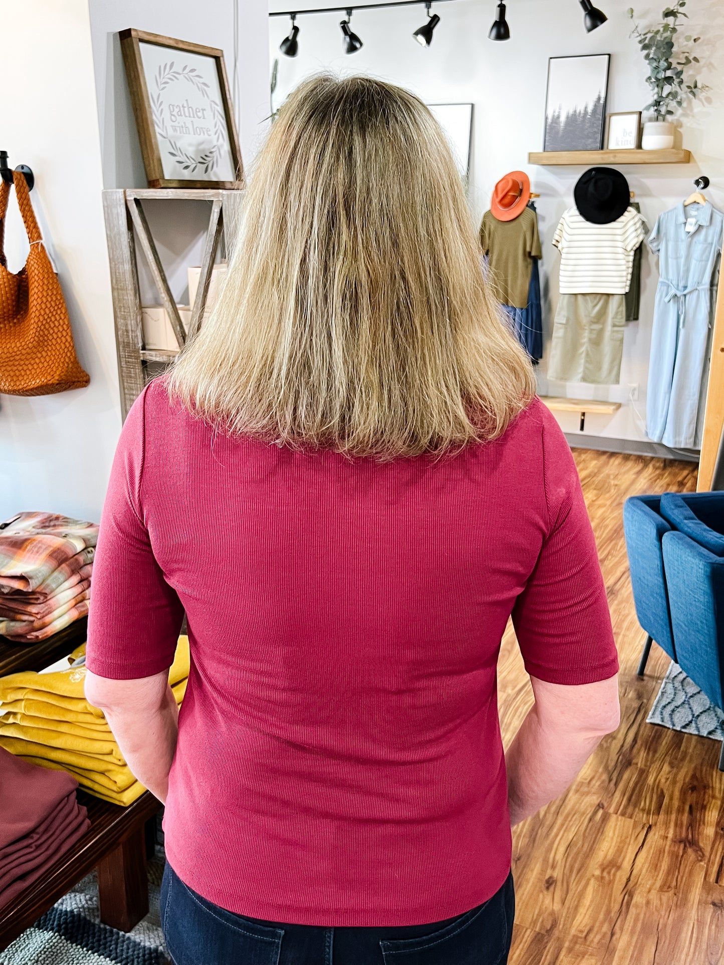 Cherry Double Layered Short Sleeve V Neck