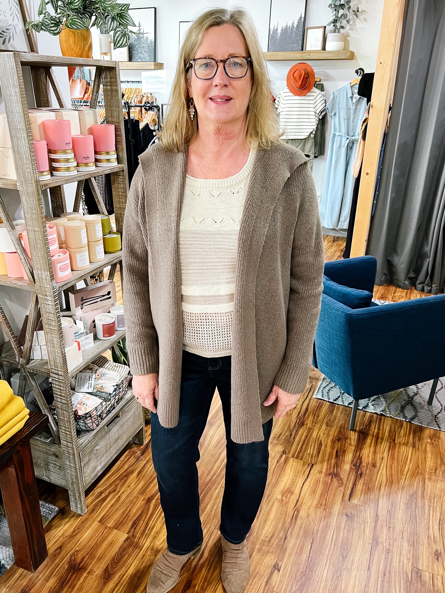 Brown Hooded Cardigan
