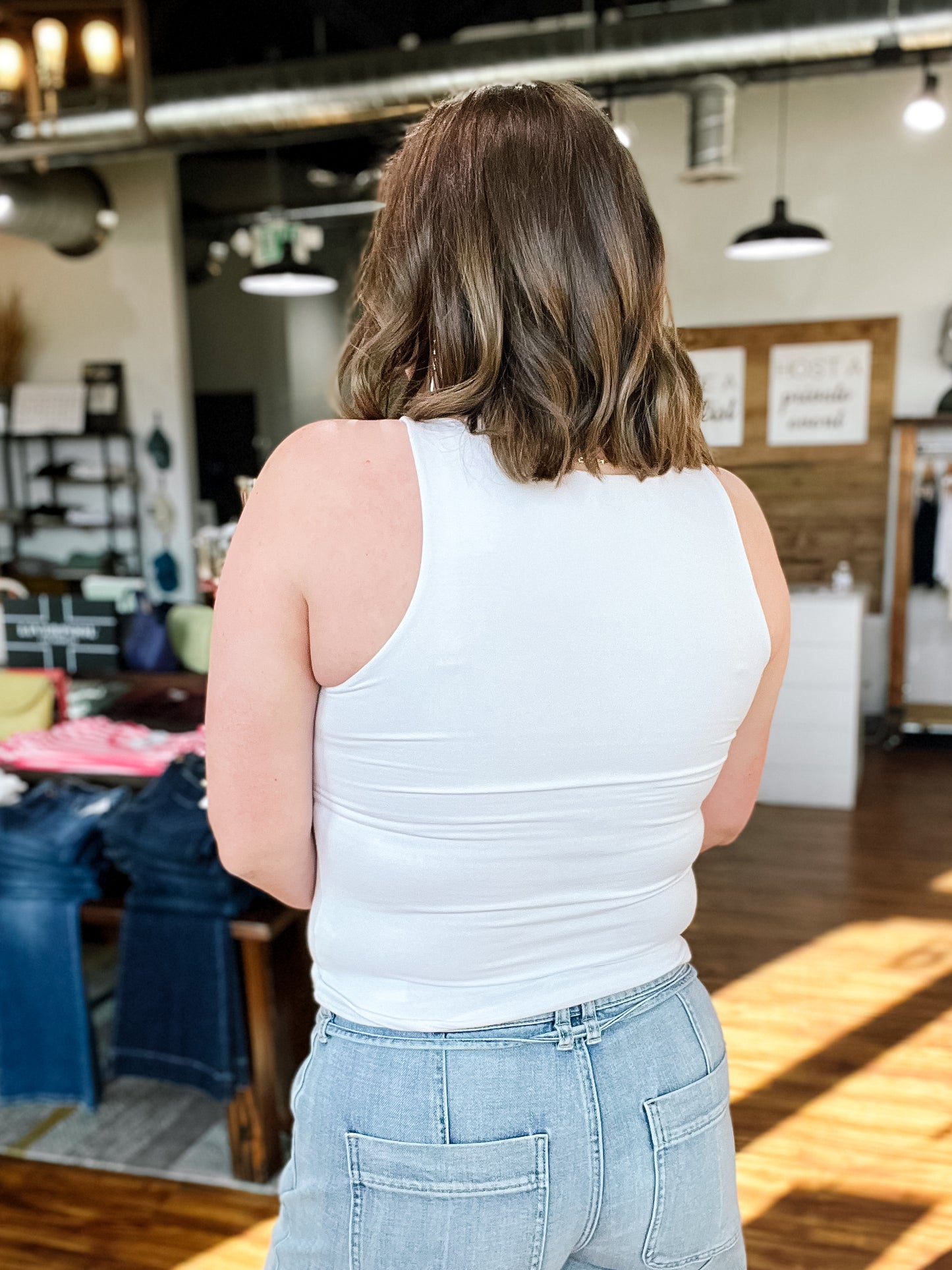 High Round Neck Double Layered Tank