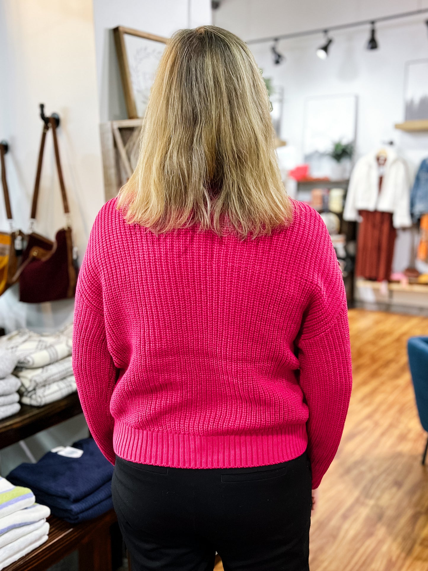Raspberry Fringe Sweater