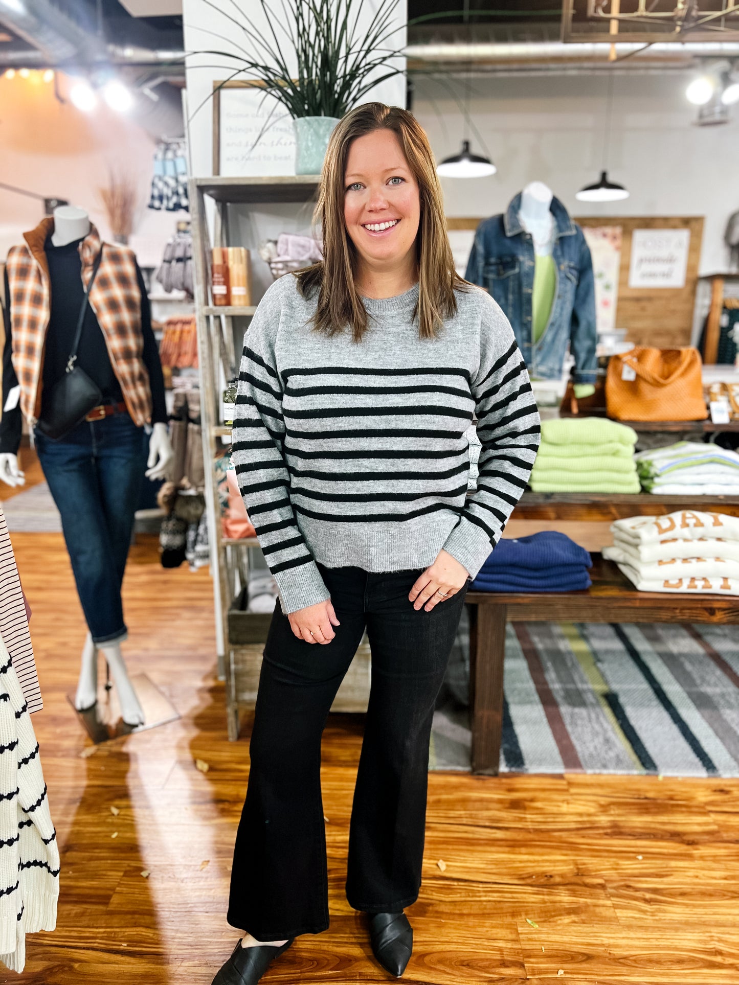 Gray W/ Black Stripe Sweater