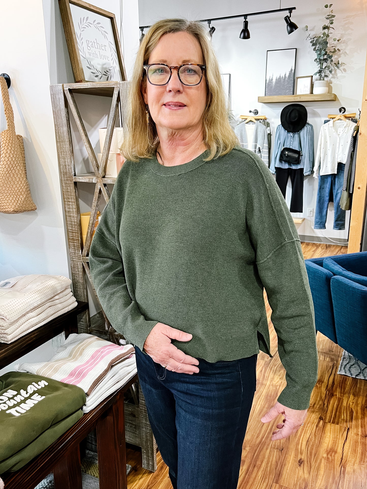 Ivy Green Crop Sweater