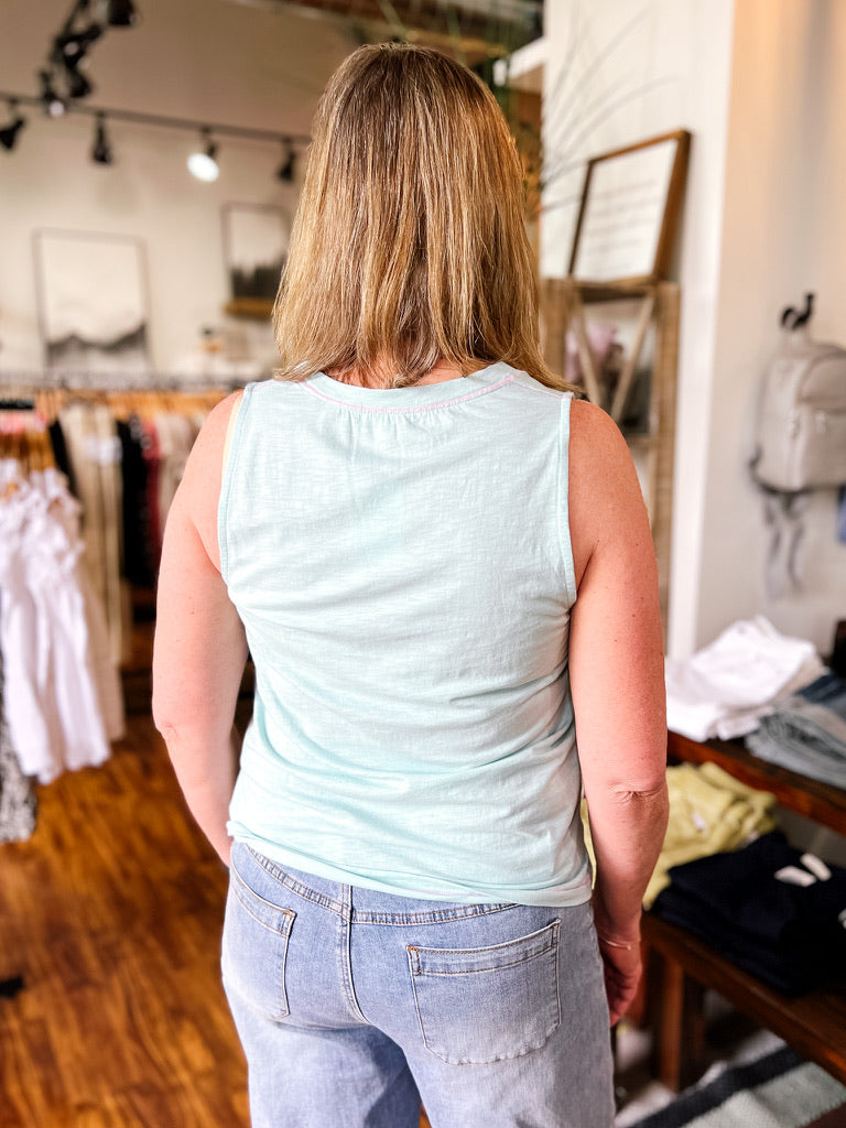 Pastel Blue Graphic Lounge Tank