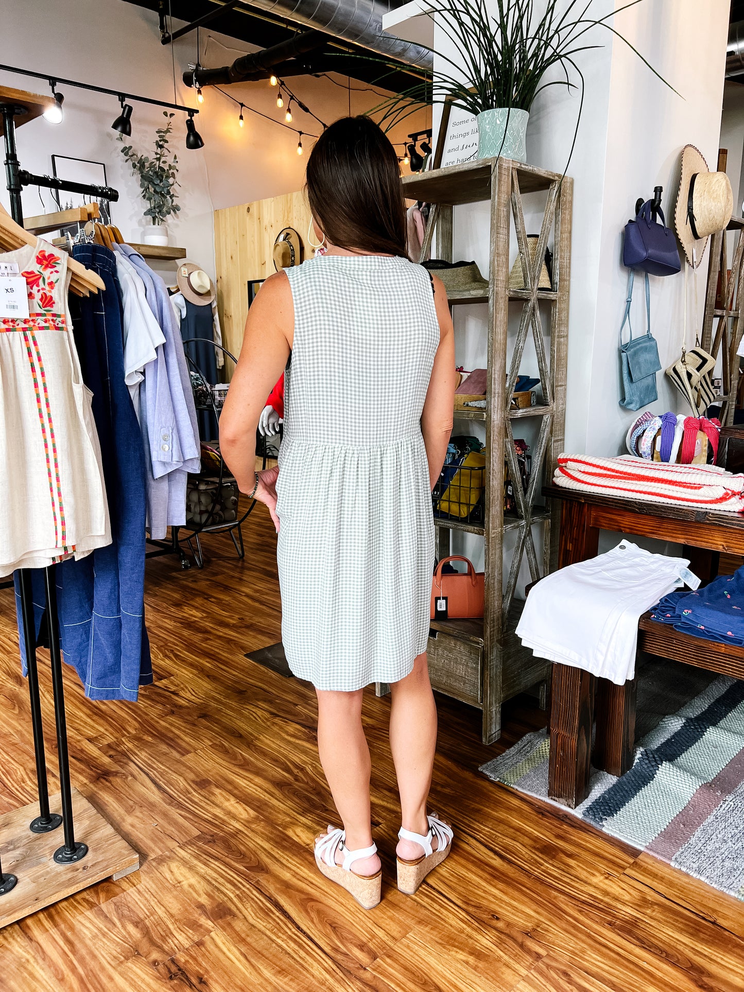Pistachio Gingham Babydoll Dress