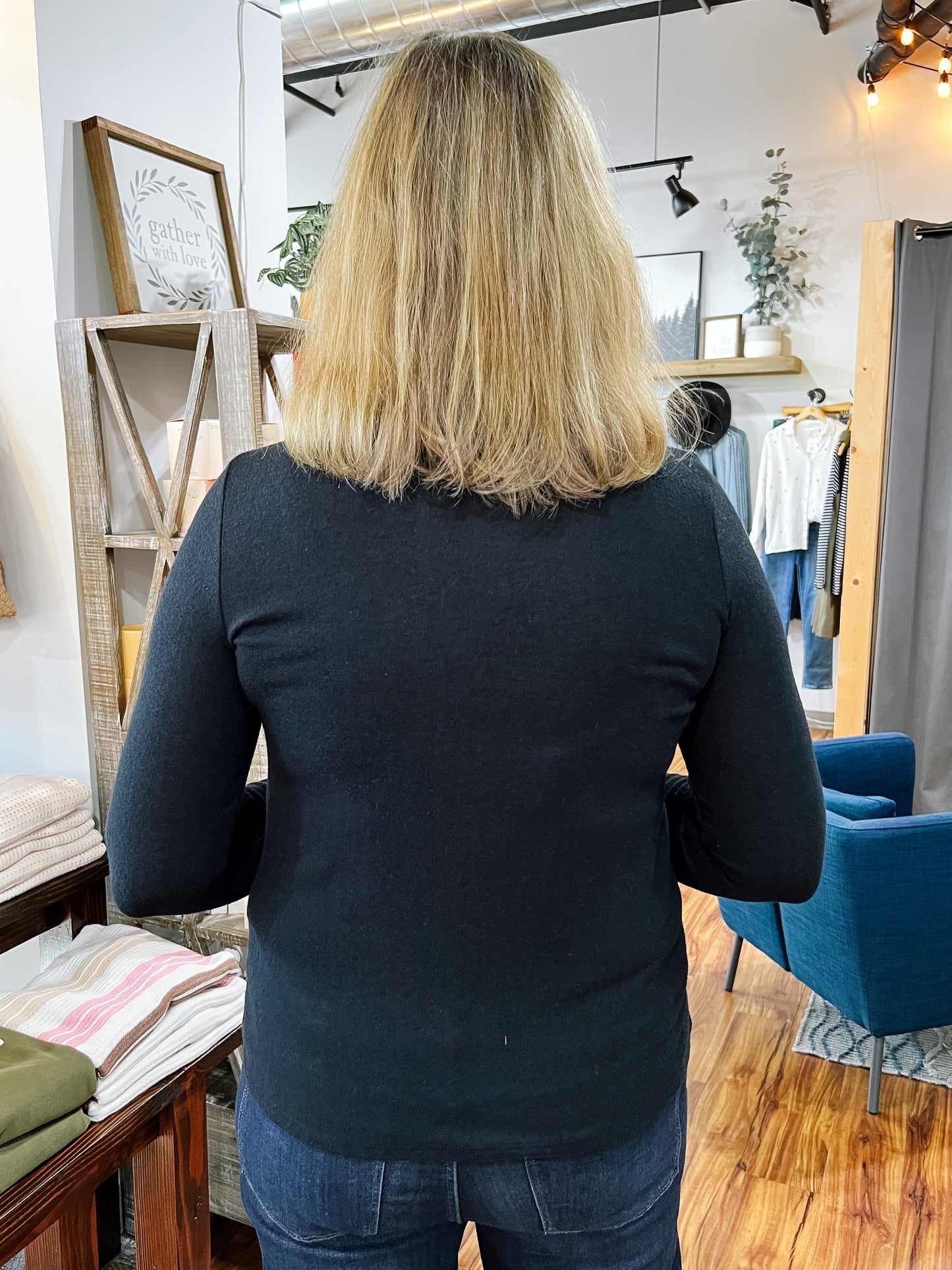 Black Mock Neck Long Sleeve Top