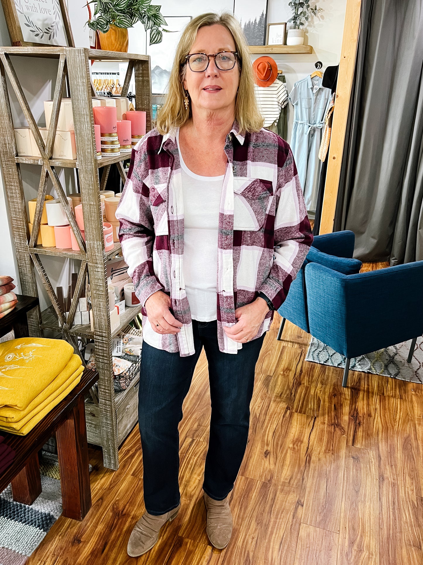 Purple Plaid Flannel Shacket