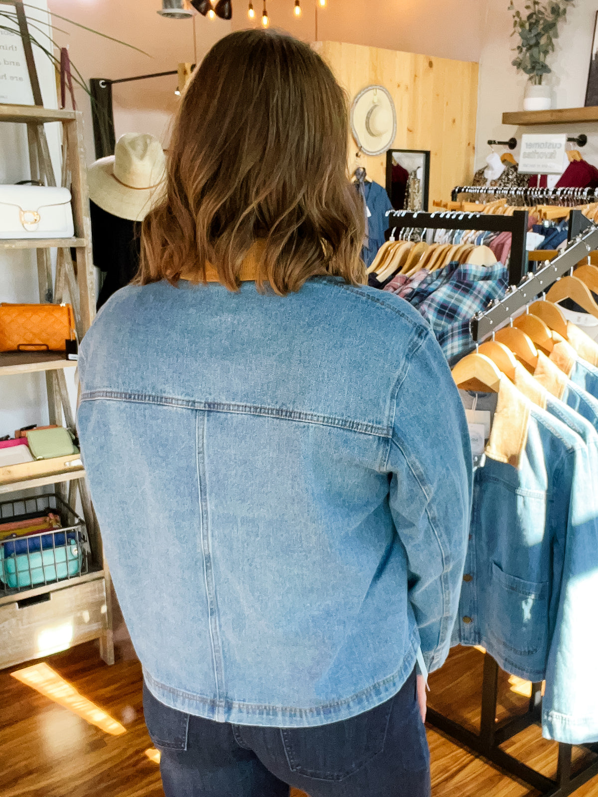 Denim W/Brown Collar Jacket