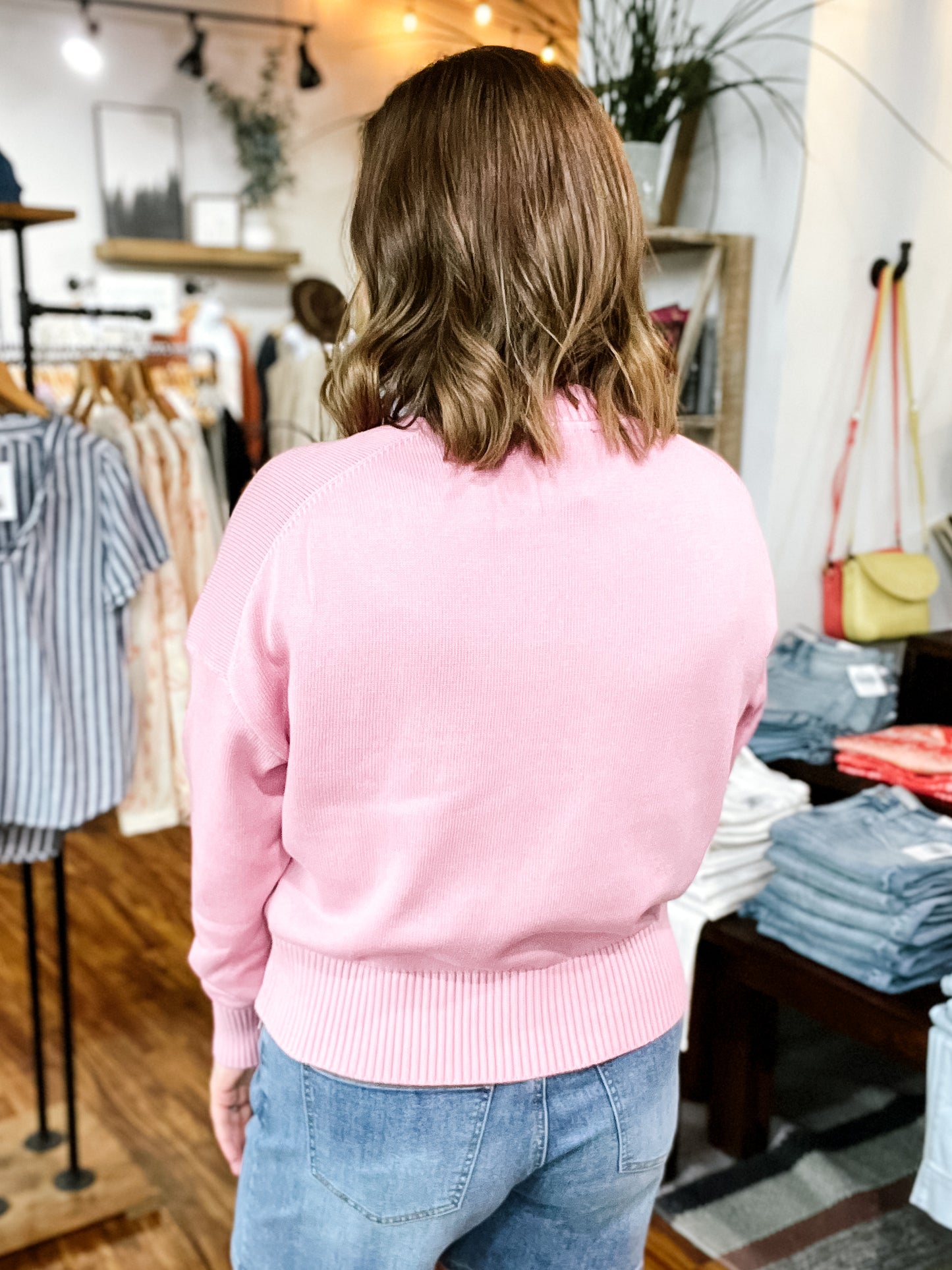 Petal Pink Crew Neck Sweater
