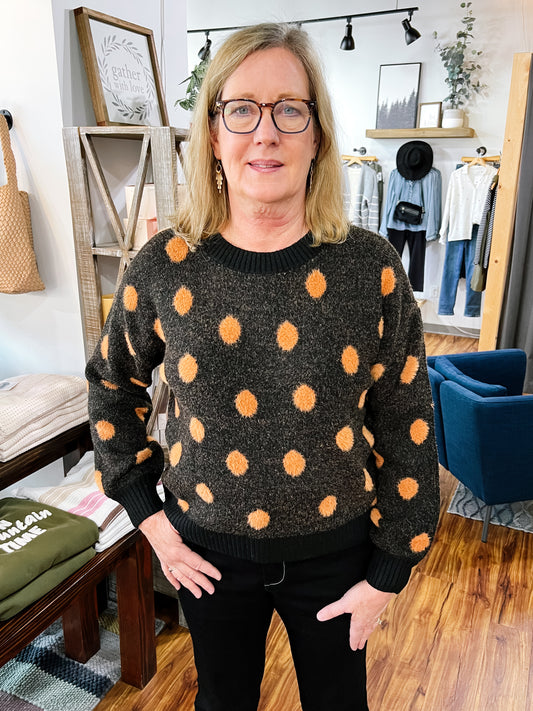 Black W/Brown Polka Dots Sweater