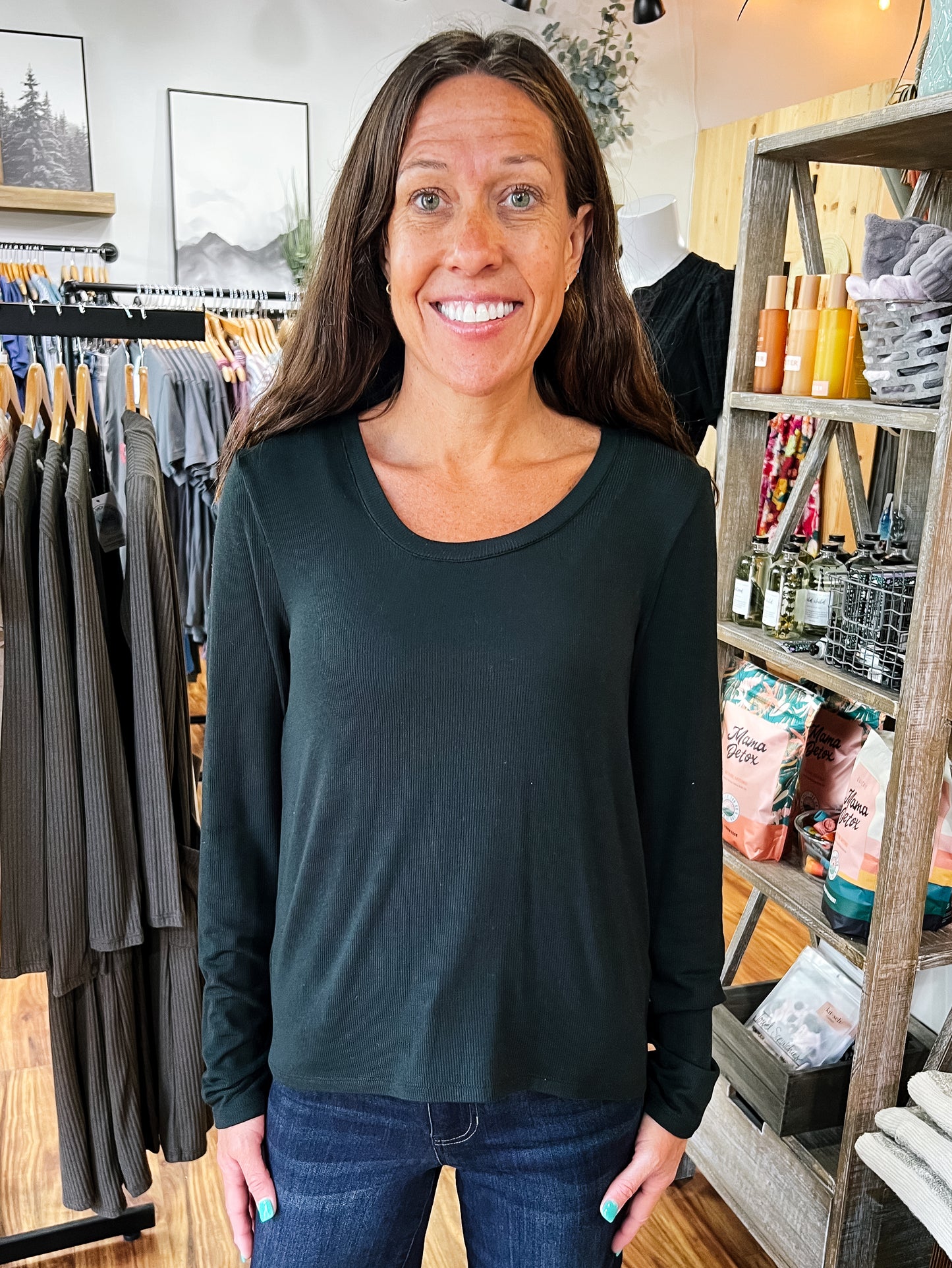 Black Scoop Neck Shirt