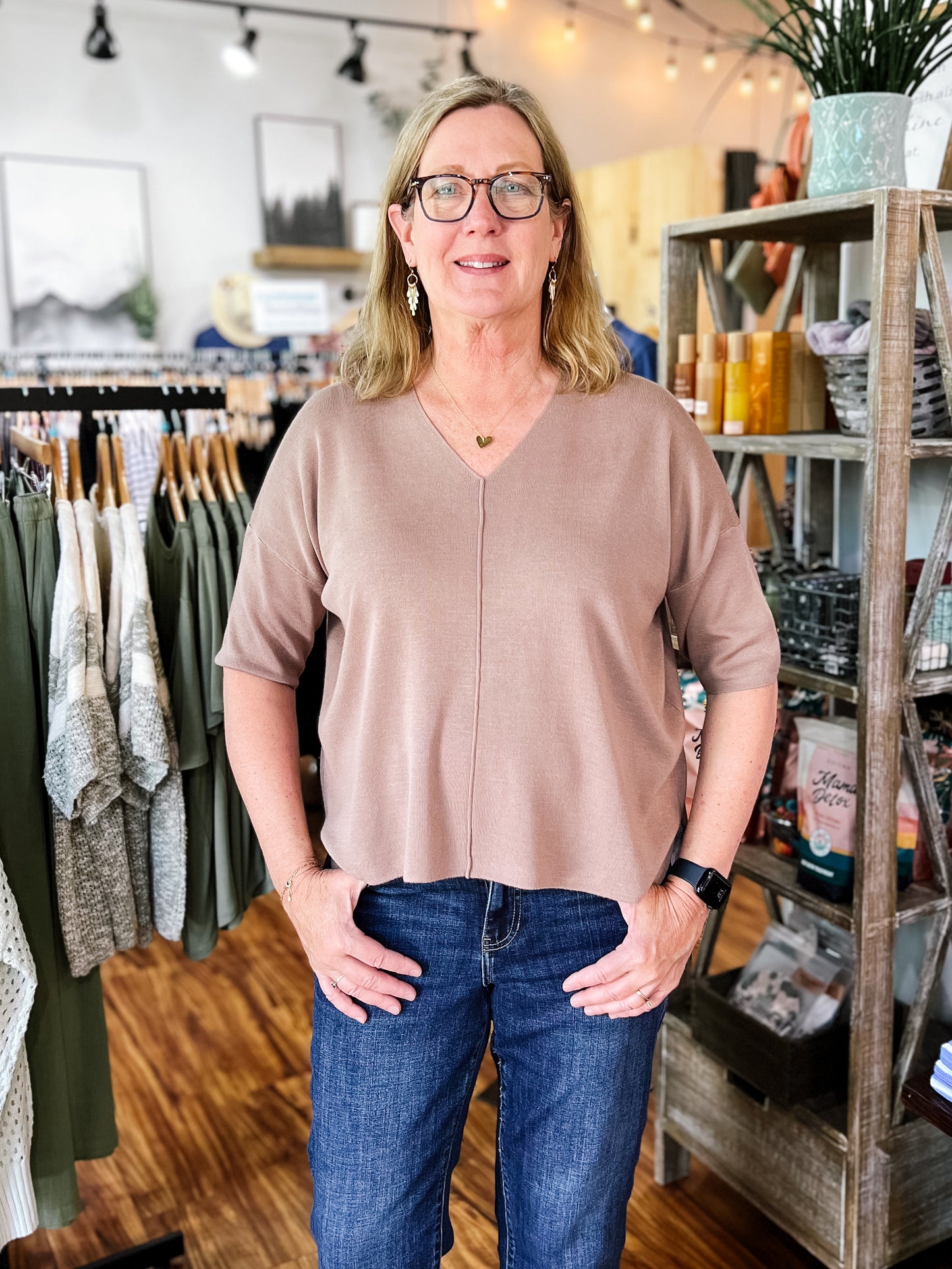 Mocha Short Sleeve Sweater