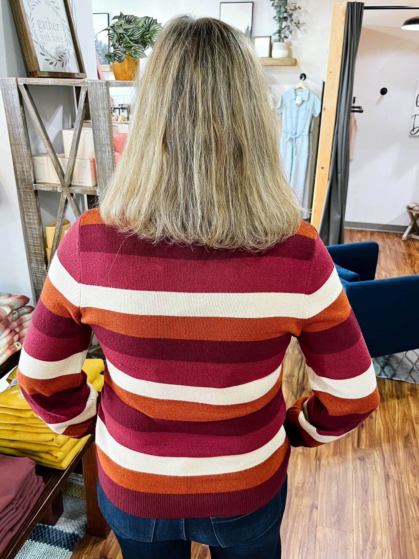 Burgundy Stripe Sweater