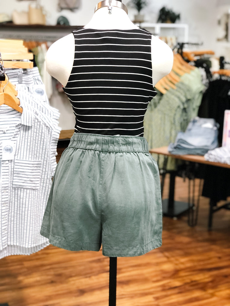 Pine Green Pull-On Shorts