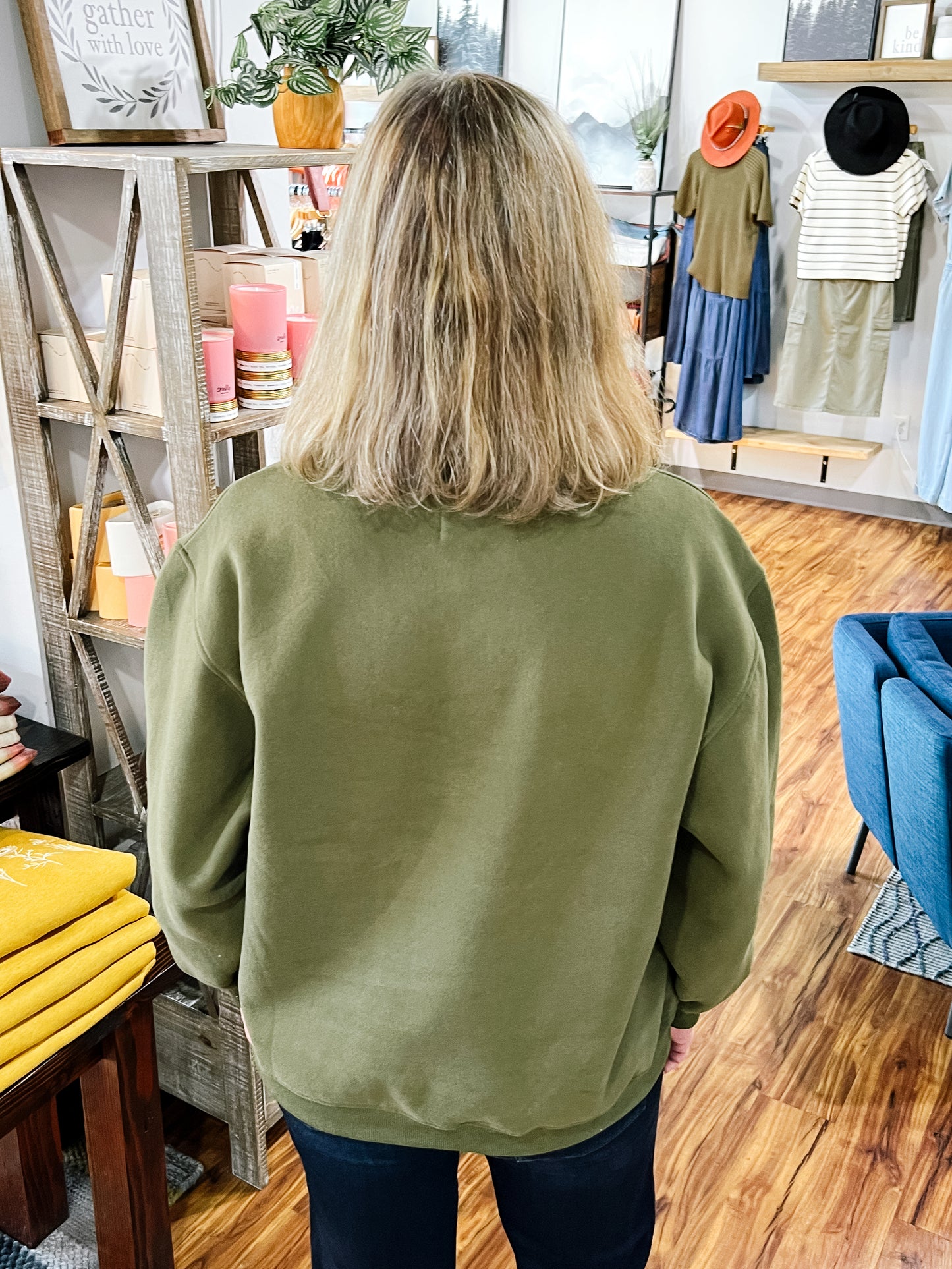 Olive Green Mountain Time Sweatshirt