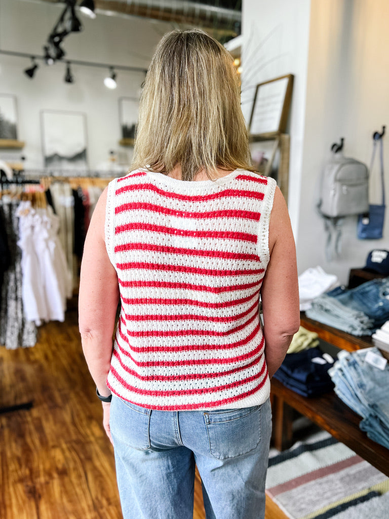 Red And White Stripe Sweater Vest