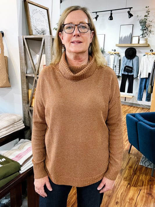 Camel Brown Slouchy Turtleneck Sweater