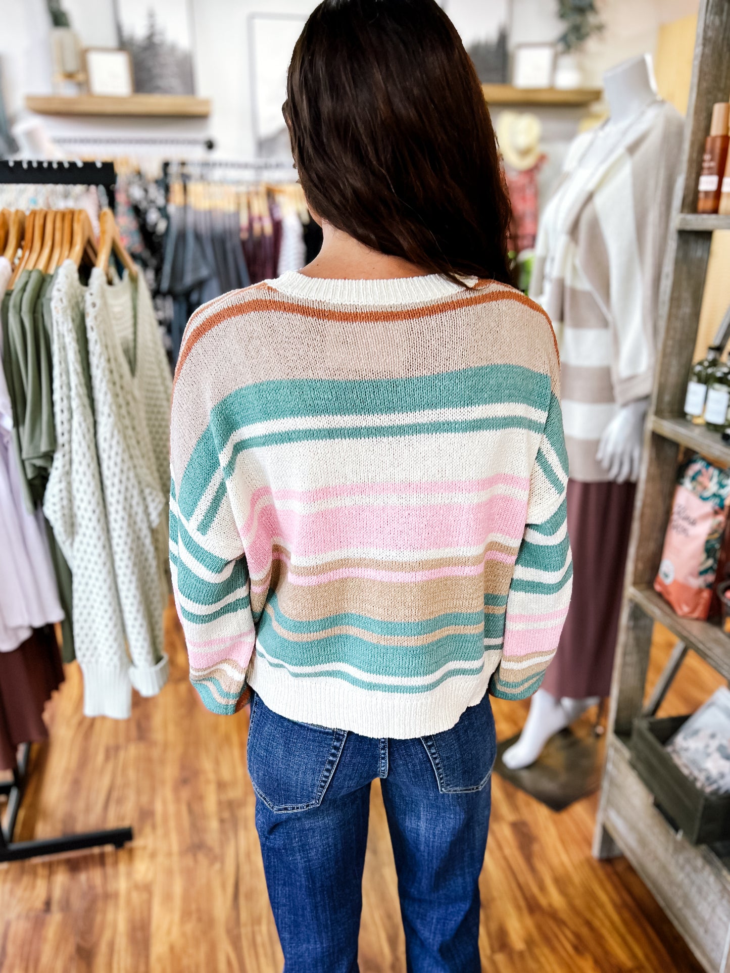 Pink & Teal Long Sleeve Sweater