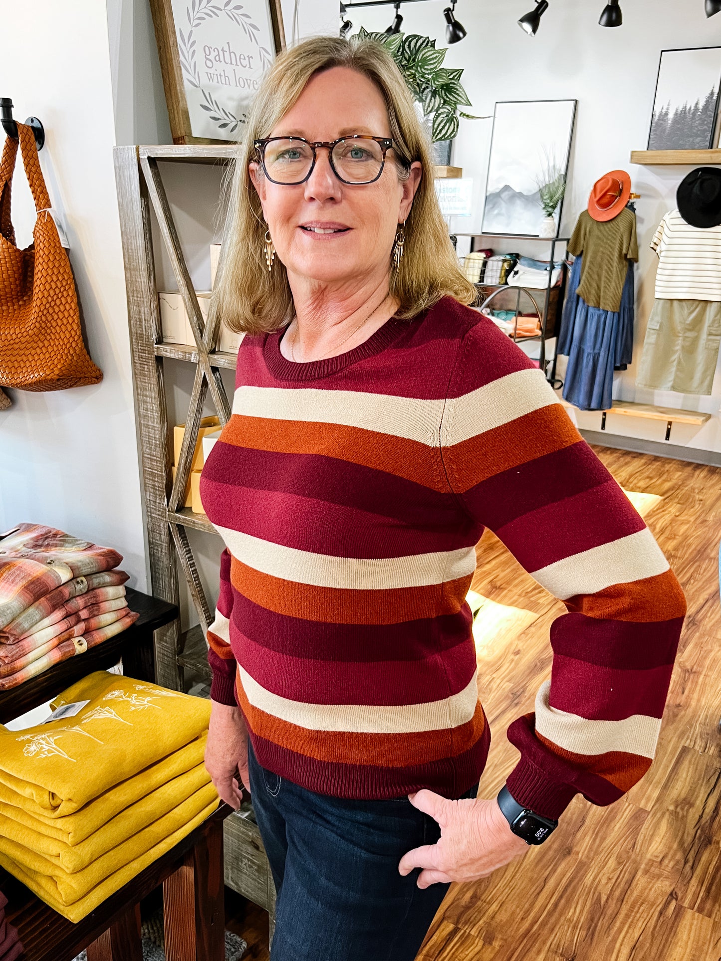 Burgundy Stripe Sweater