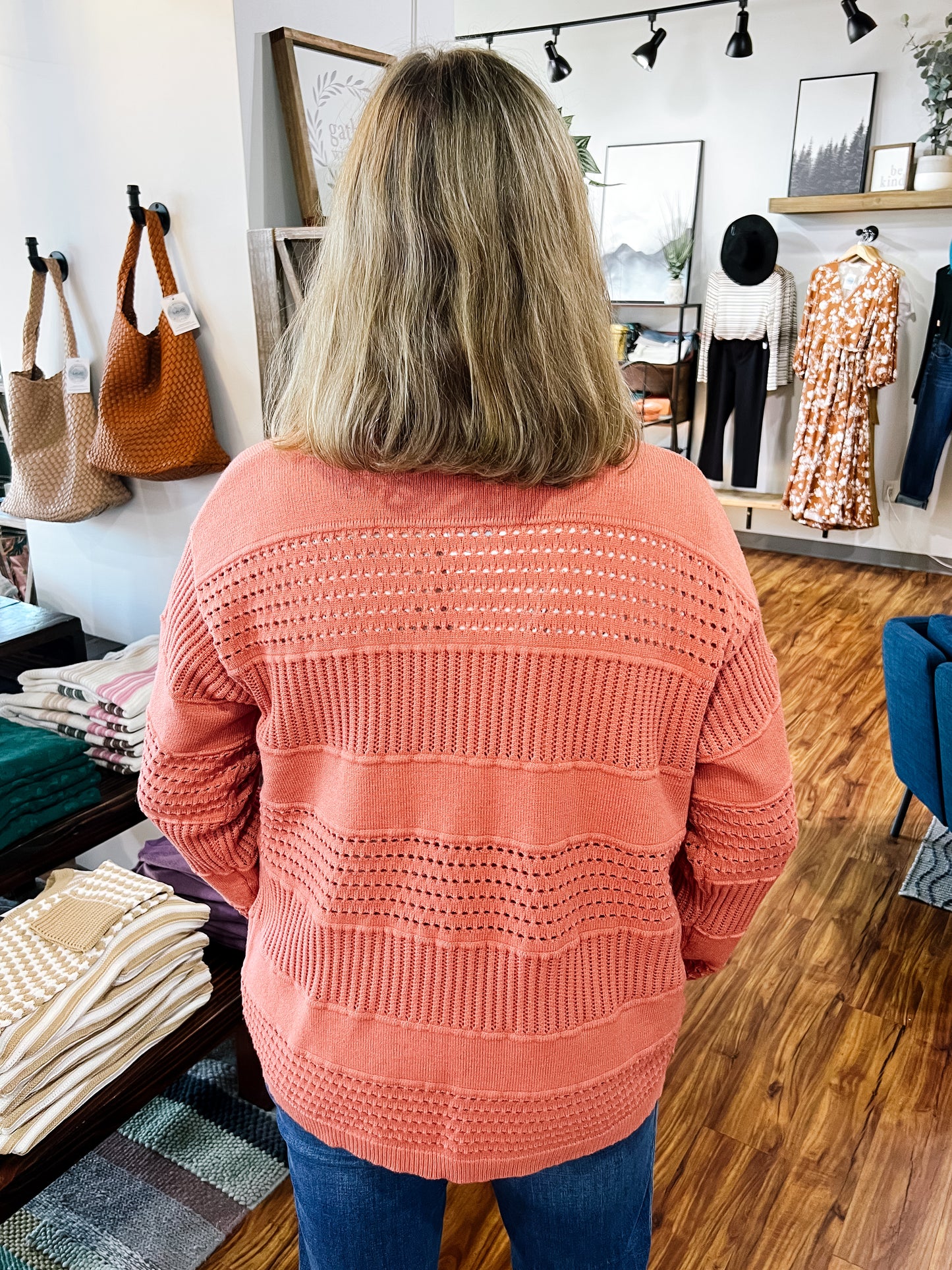 Terracotta Open Knit Cardigan