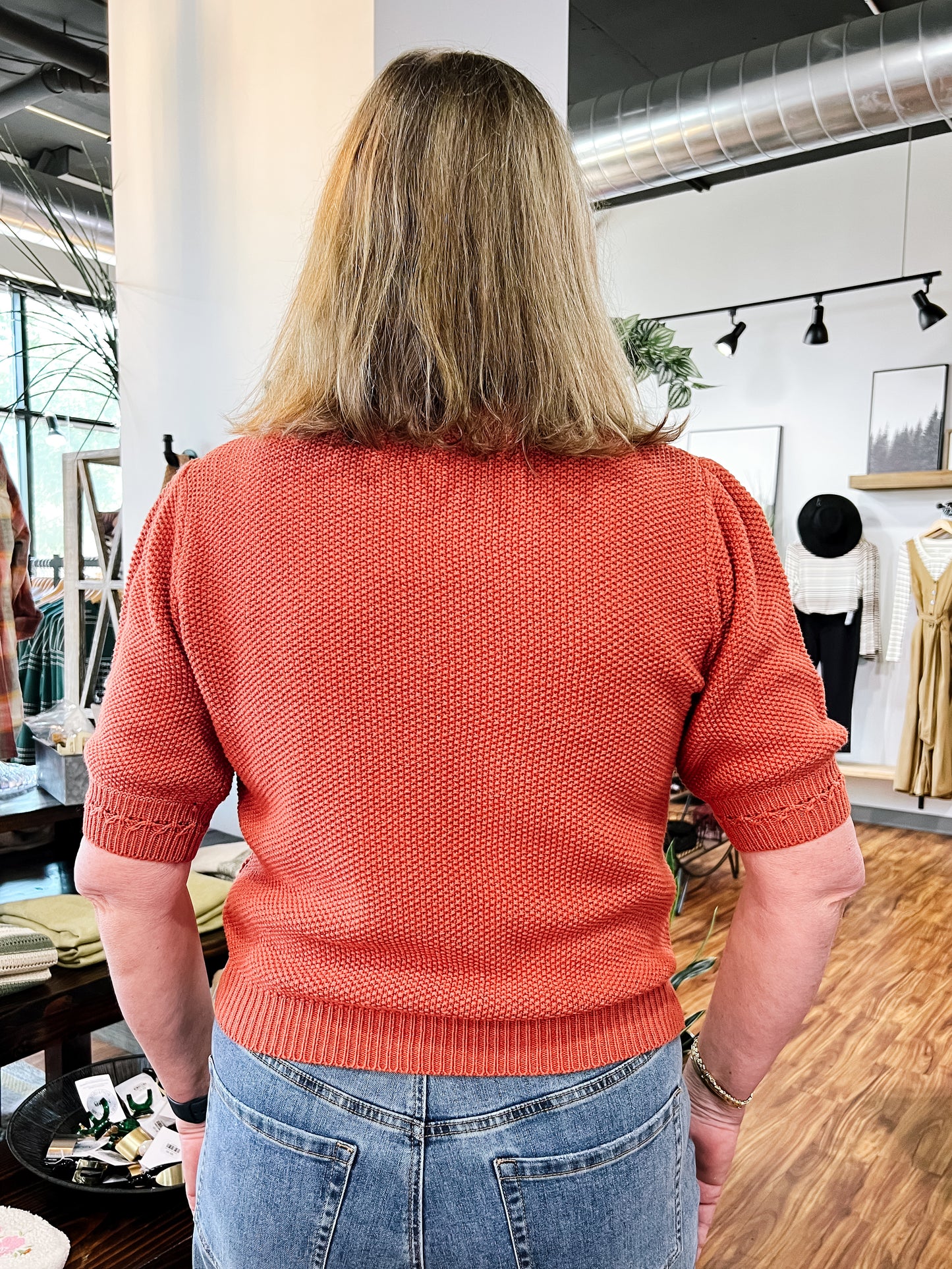 Rust Chunky Short Sleeve Sweater