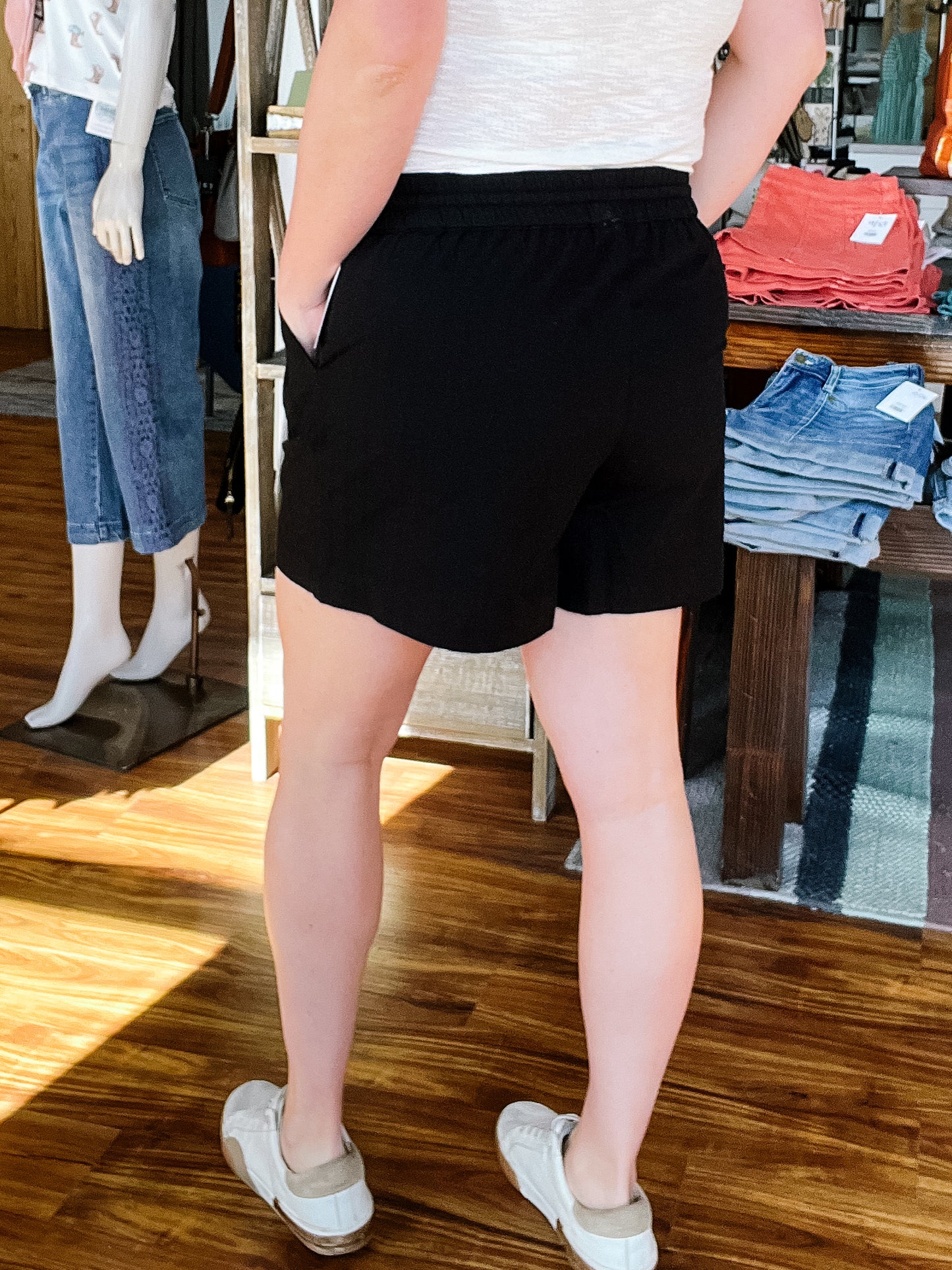 Black Pull On Shorts