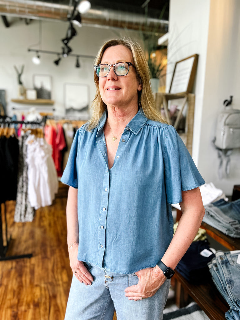 Denim Blue Short Sleeve Shirt
