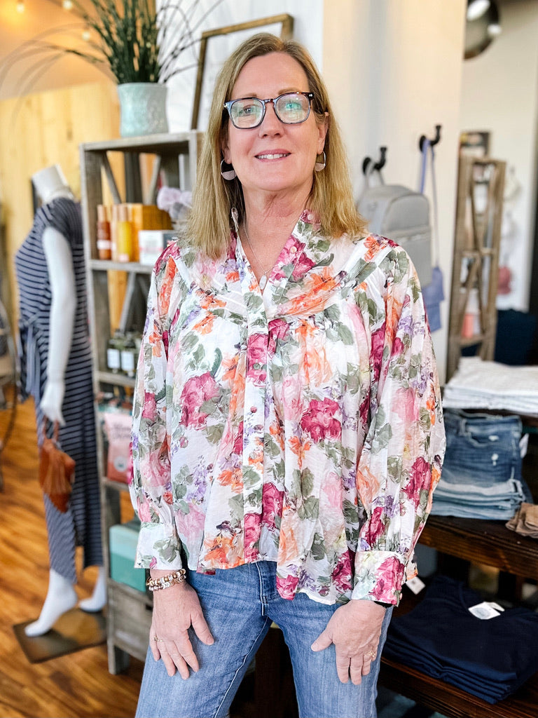White Sheer Floral Top