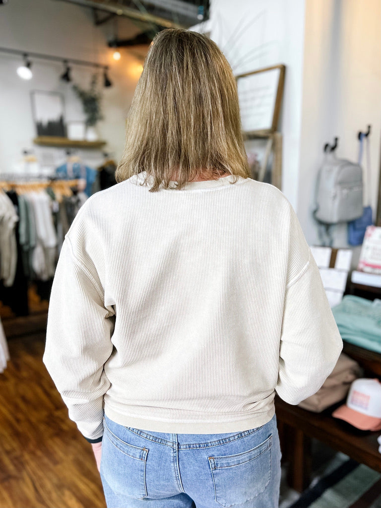 Cream God Bless America Thermal Top