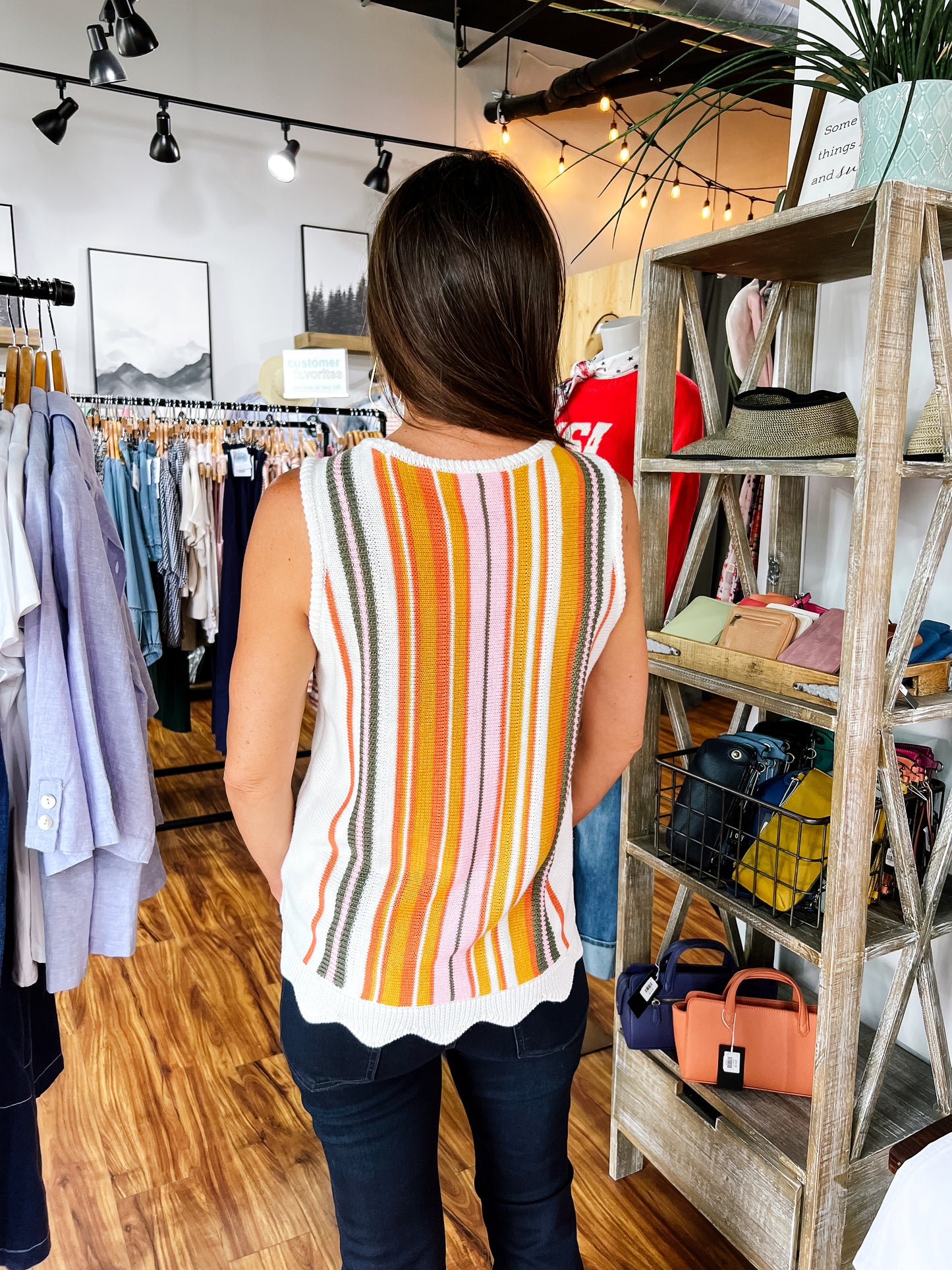 Ivory Striped Sleeveless Sweater