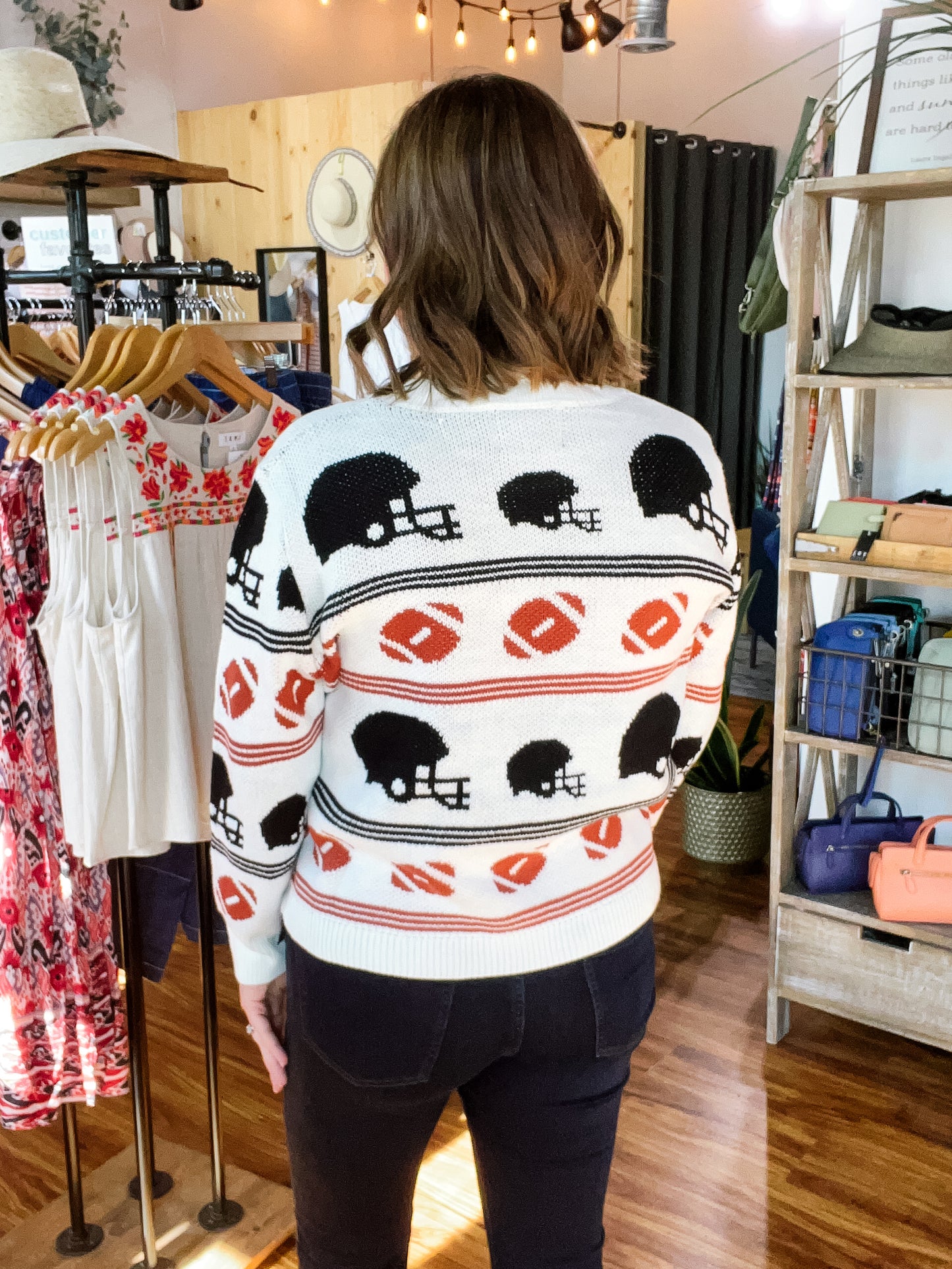 Cream Football Sweater