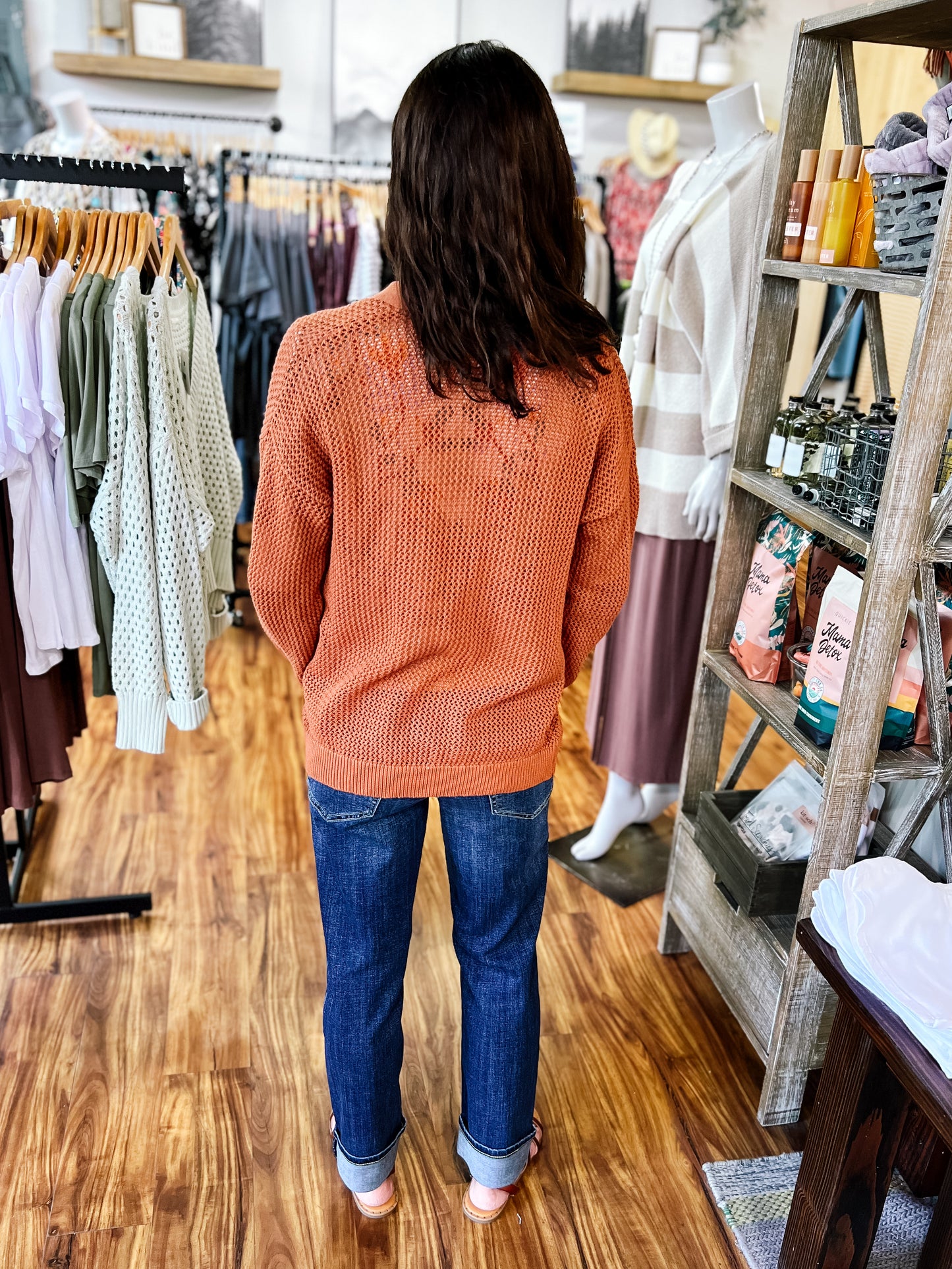 Rust Open Front Cardigan