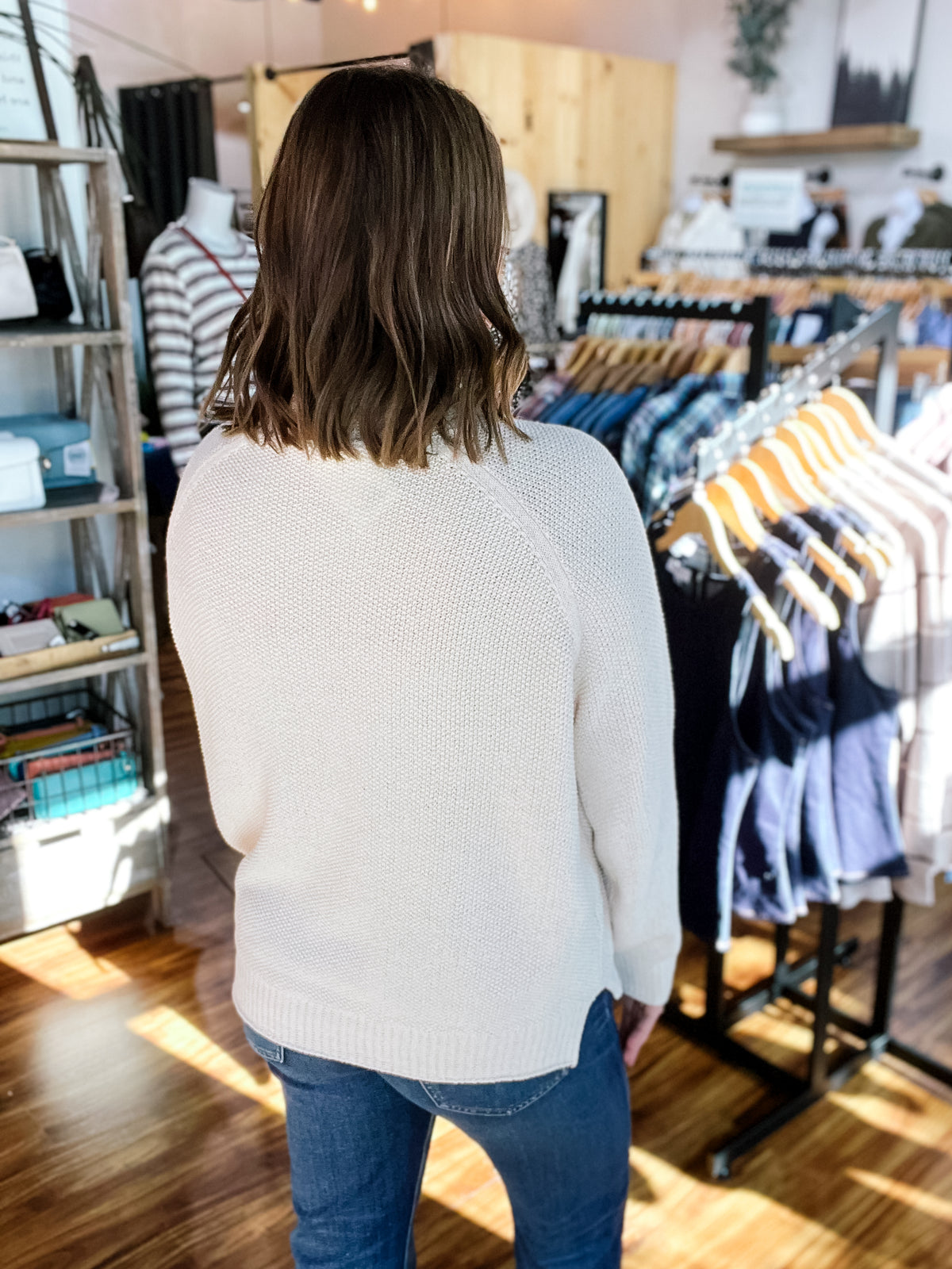 Ivory Textured Roll Neck Sweater