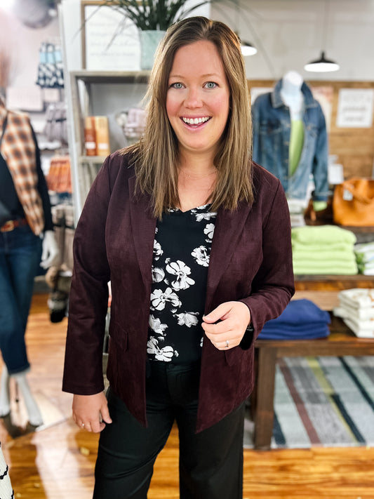 Burgundy Boyfriend Blazer