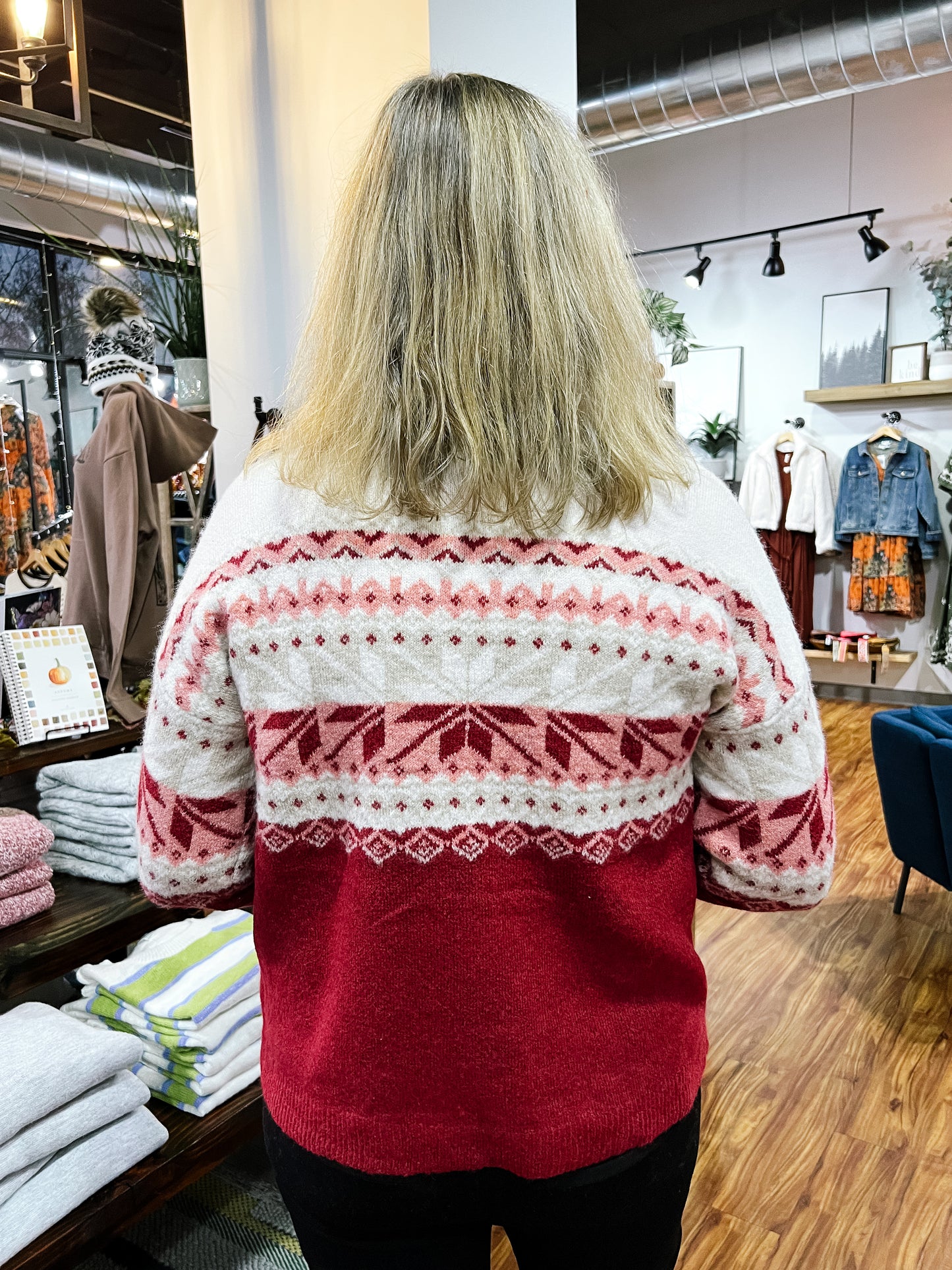 Burgundy/Cream Christmas Sweater
